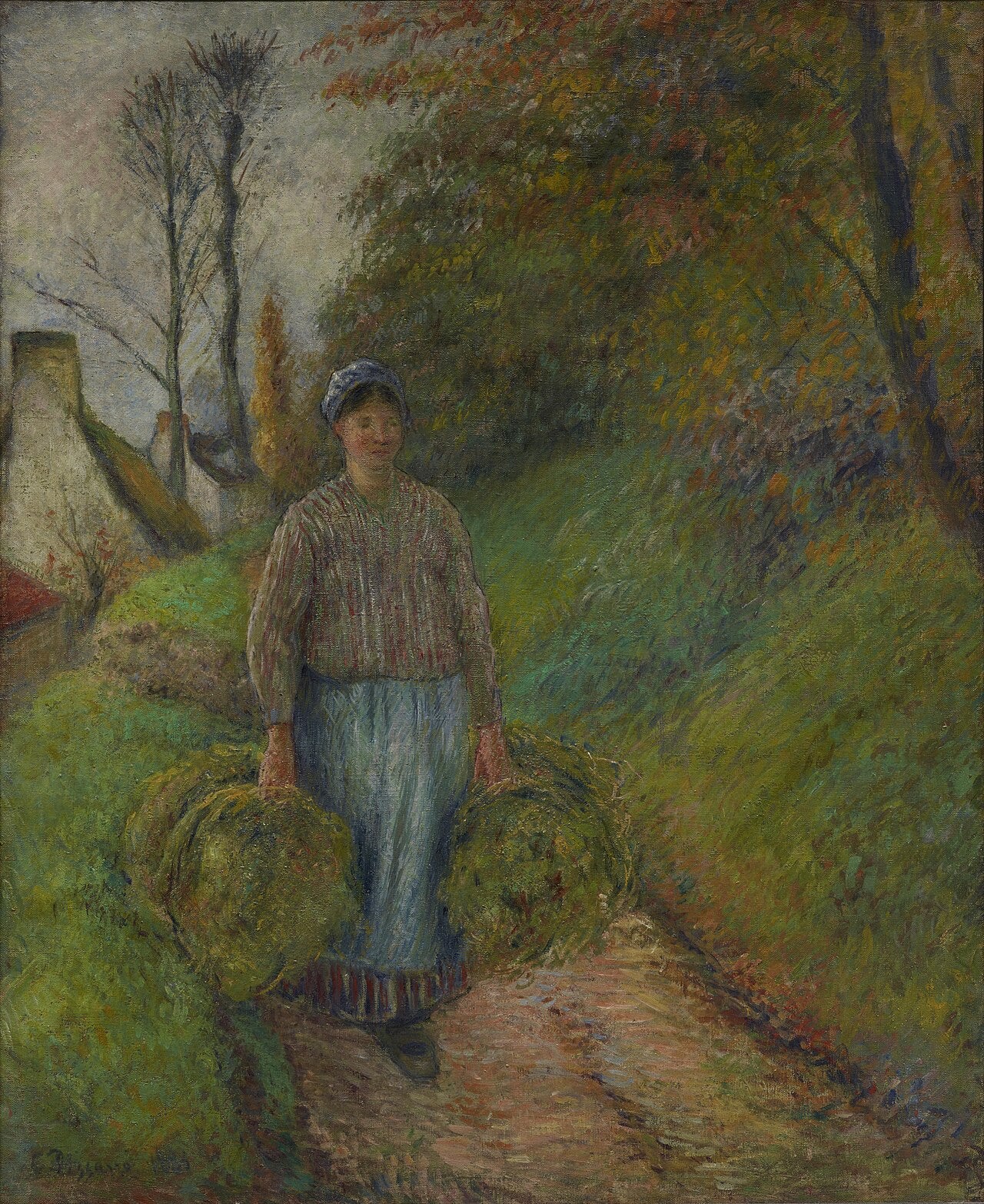 Reproduction du tableau « Paysanne portant deux balles de foin - Camille Pissarro » par Alpha Reproduction en peinture à l’huile