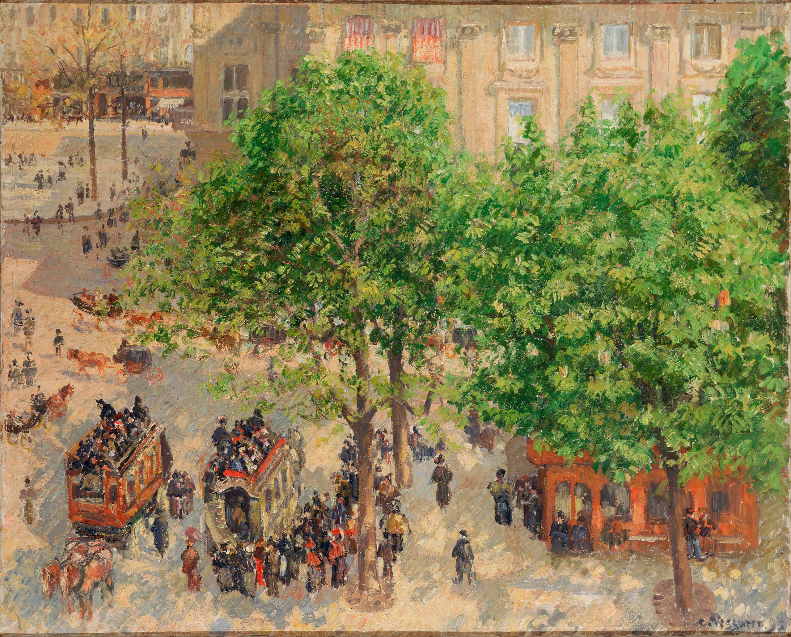 Reproduction du tableau « Place du Théâtre Français à Paris, printemps - Camille Pissarro » par Alpha Reproduction en peinture à l’huile