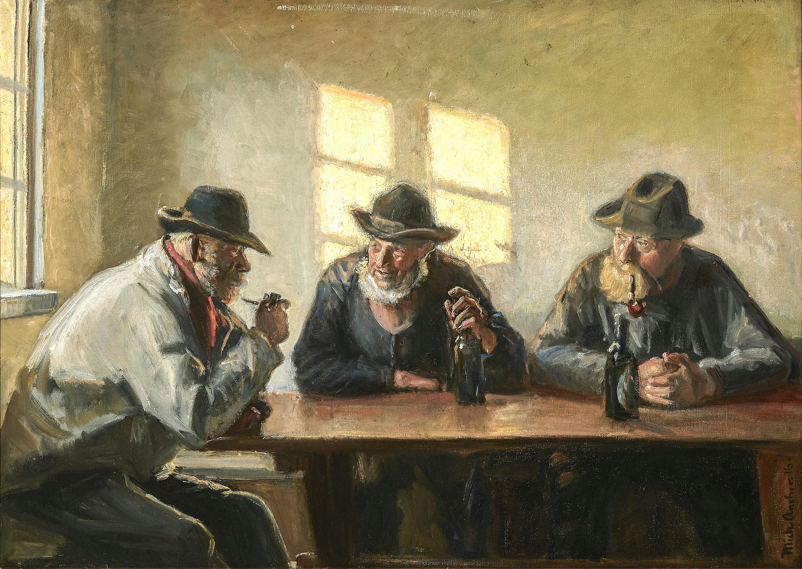 שלושה דייגים בחנות בברונדום (1916). - מייקל פיטר אנכר