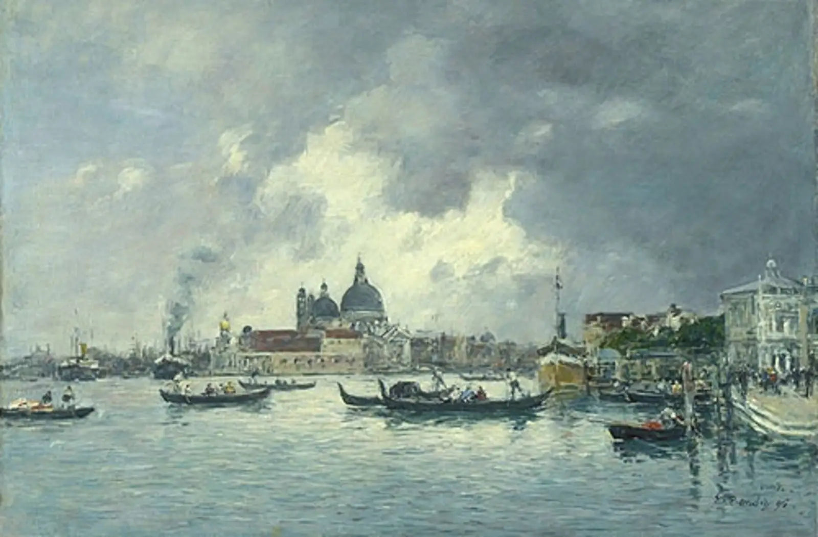 Reproduction du tableau « Venise, le soir. Le Quai des Esclavons et la Salute - Eugène Boudin » par Alpha Reproduction en peinture à l’huile