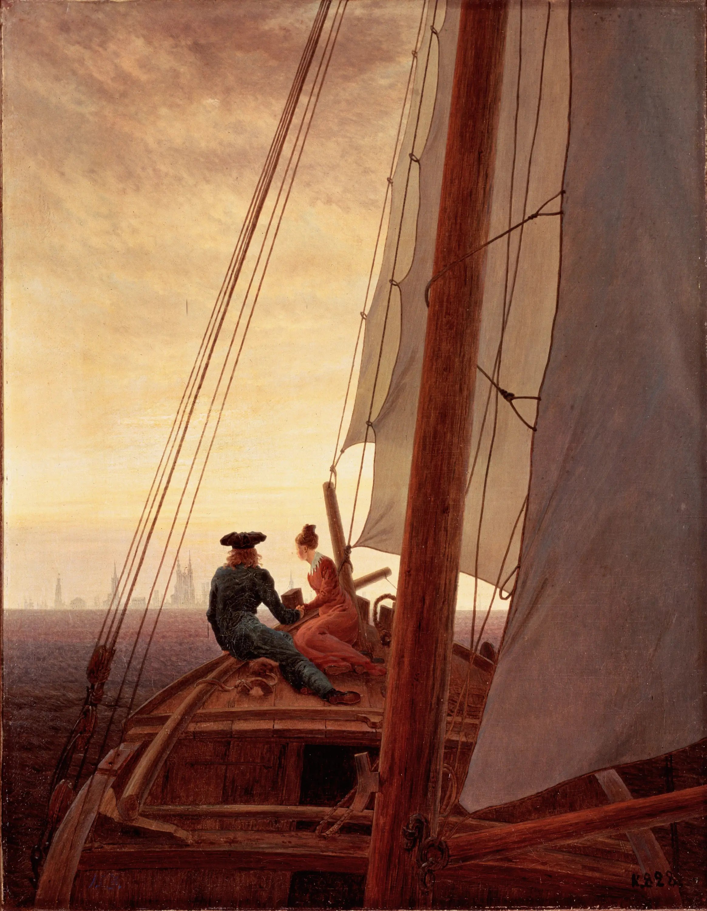 Reproduction du tableau « Sur le voilier - Caspar David Friedrich » par Alpha Reproduction en peinture à l’huile