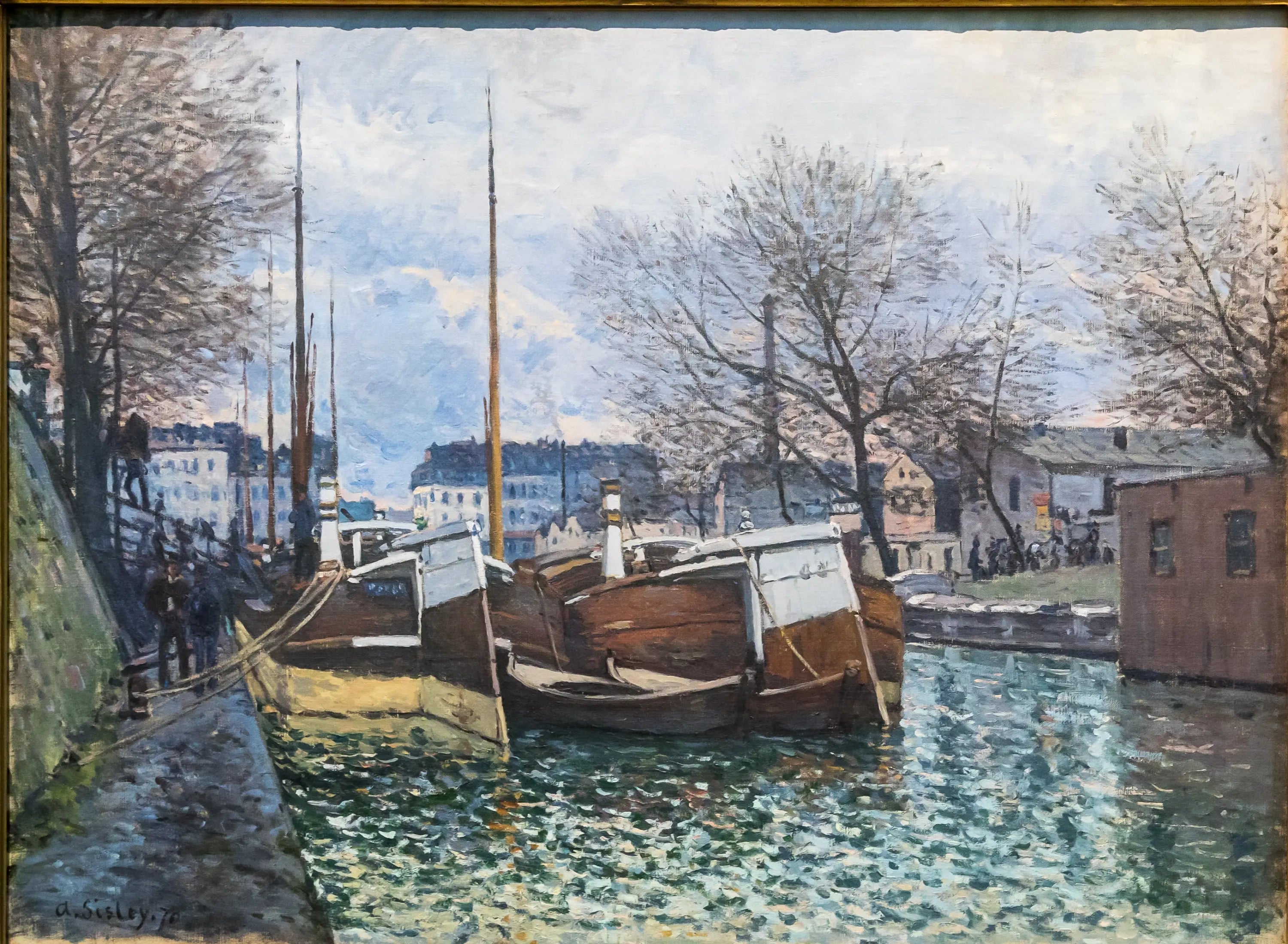 Reproduction du tableau « Péniches sur le canal Saint-Martin - Alfred Sisley » par Alpha Reproduction en peinture à l’huile