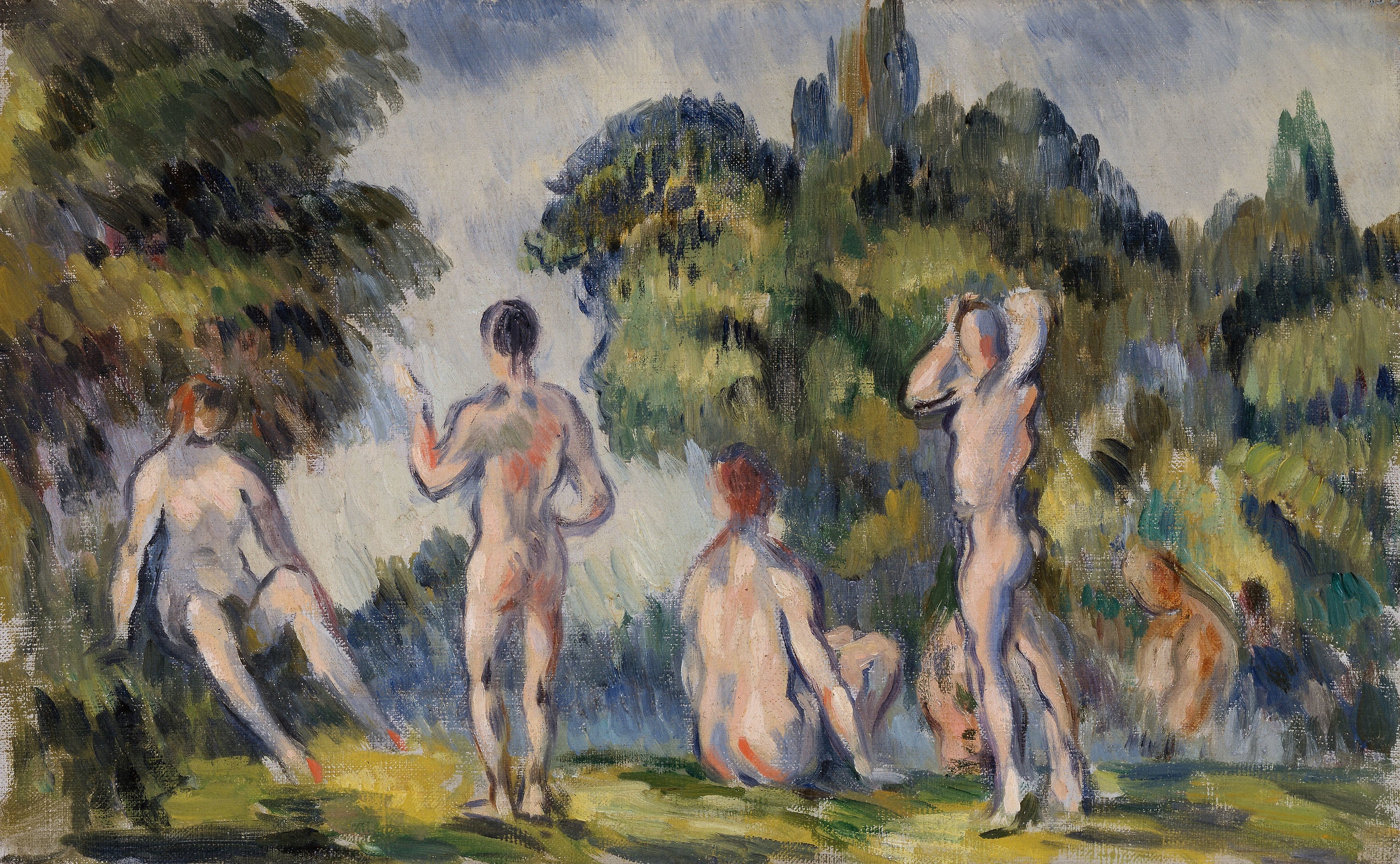 Reproduction du tableau « Baigneurs et baigneuses - Paul Cézanne » par Alpha Reproduction en peinture à l’huile