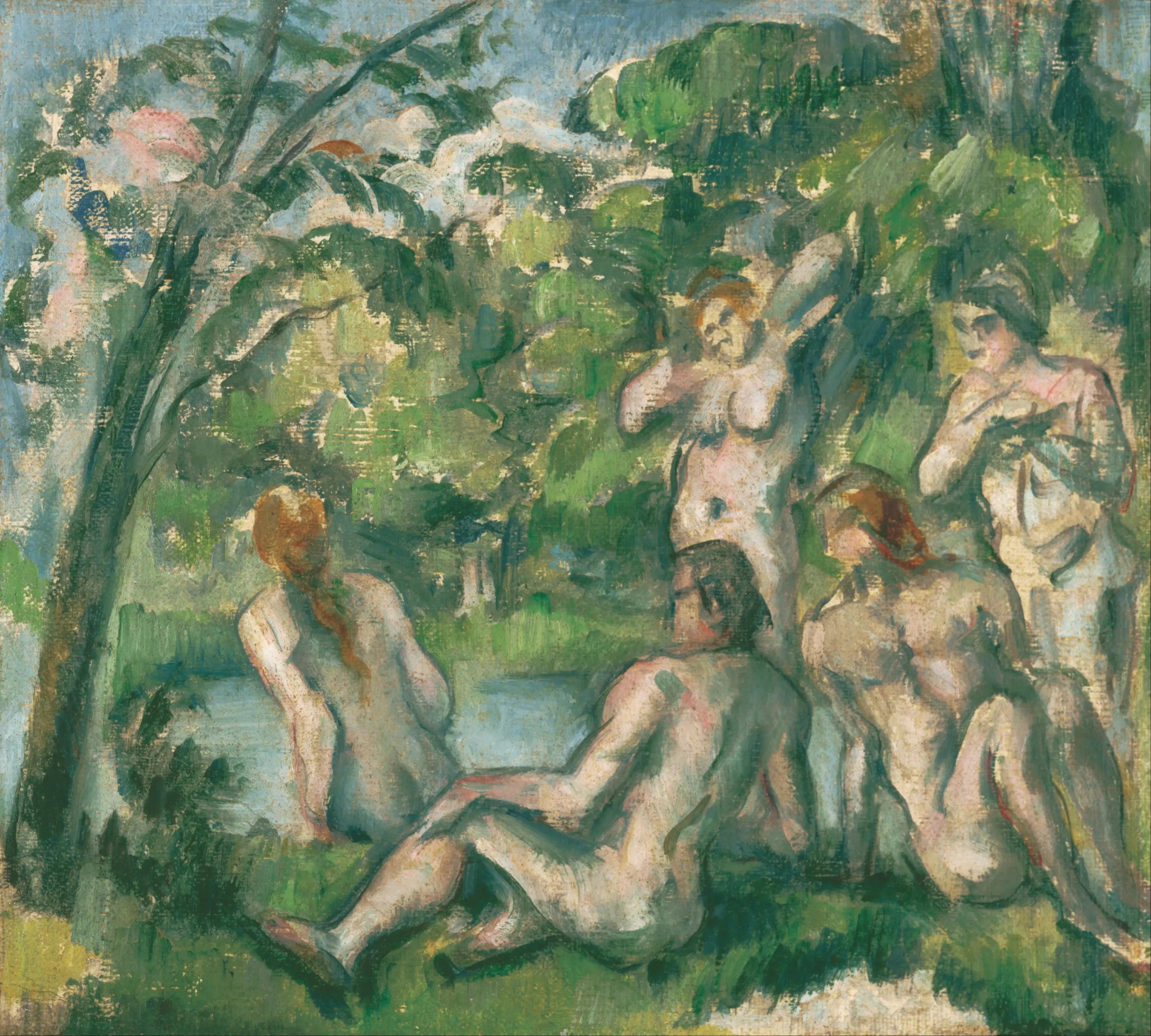 Reproduction du tableau « Baigneurs et baigneuses - Paul Cézanne » par Alpha Reproduction en peinture à l’huile