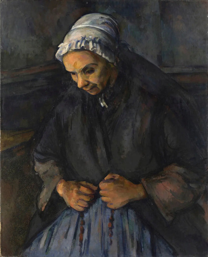 אישה זקנה עם מחרוזת תפילה - פול סזאן
