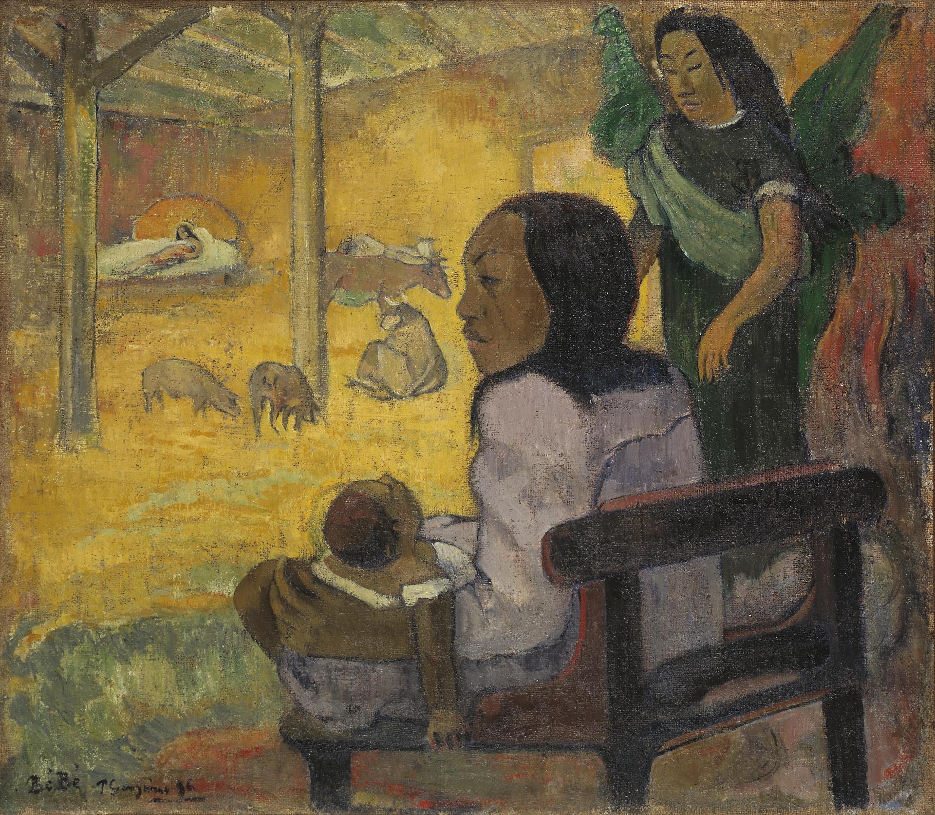 Reproduction du tableau « Bébé, ou Naissance du Christ à la tahitienne - Paul Gauguin » par Alpha Reproduction en peinture à l’huile