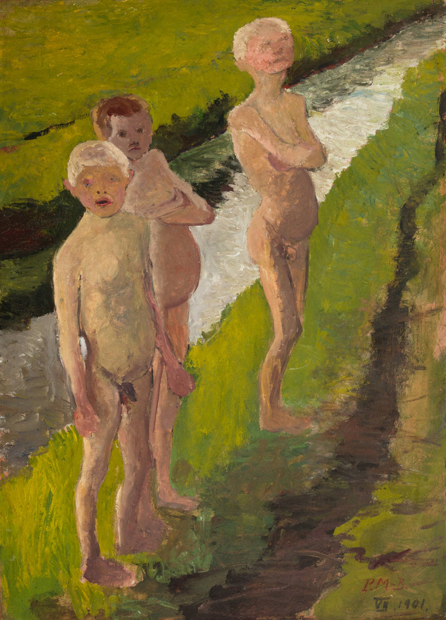 Three Bathing Boys by the Canal - Paula Modersohn-Becker