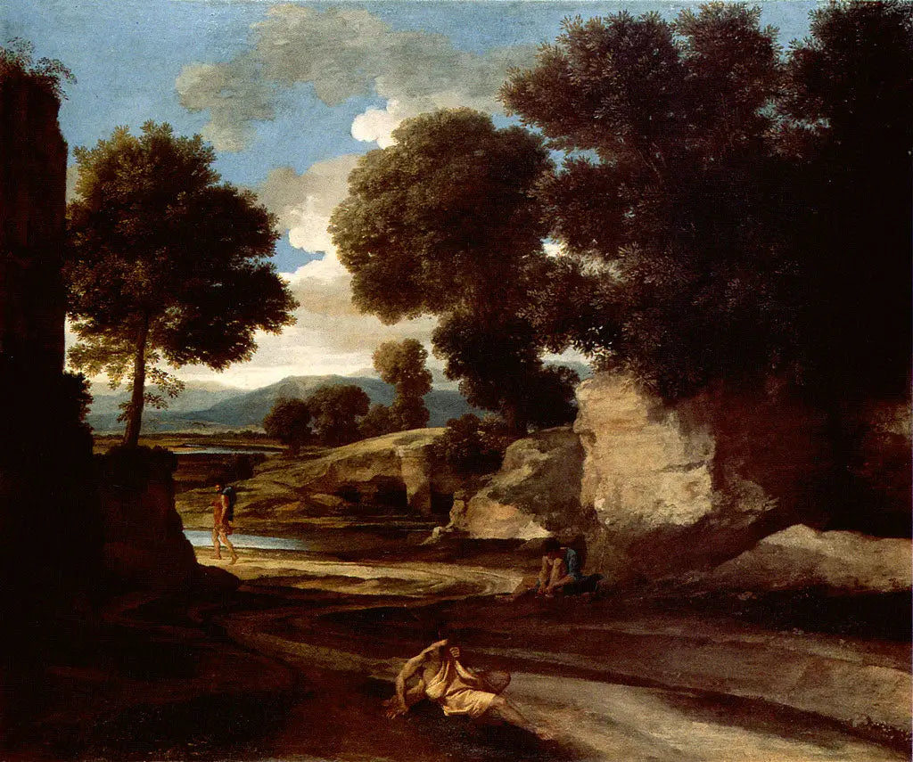 Paysage avec des voyageurs au repos - Nicolas Poussin - Alpha Reproduction