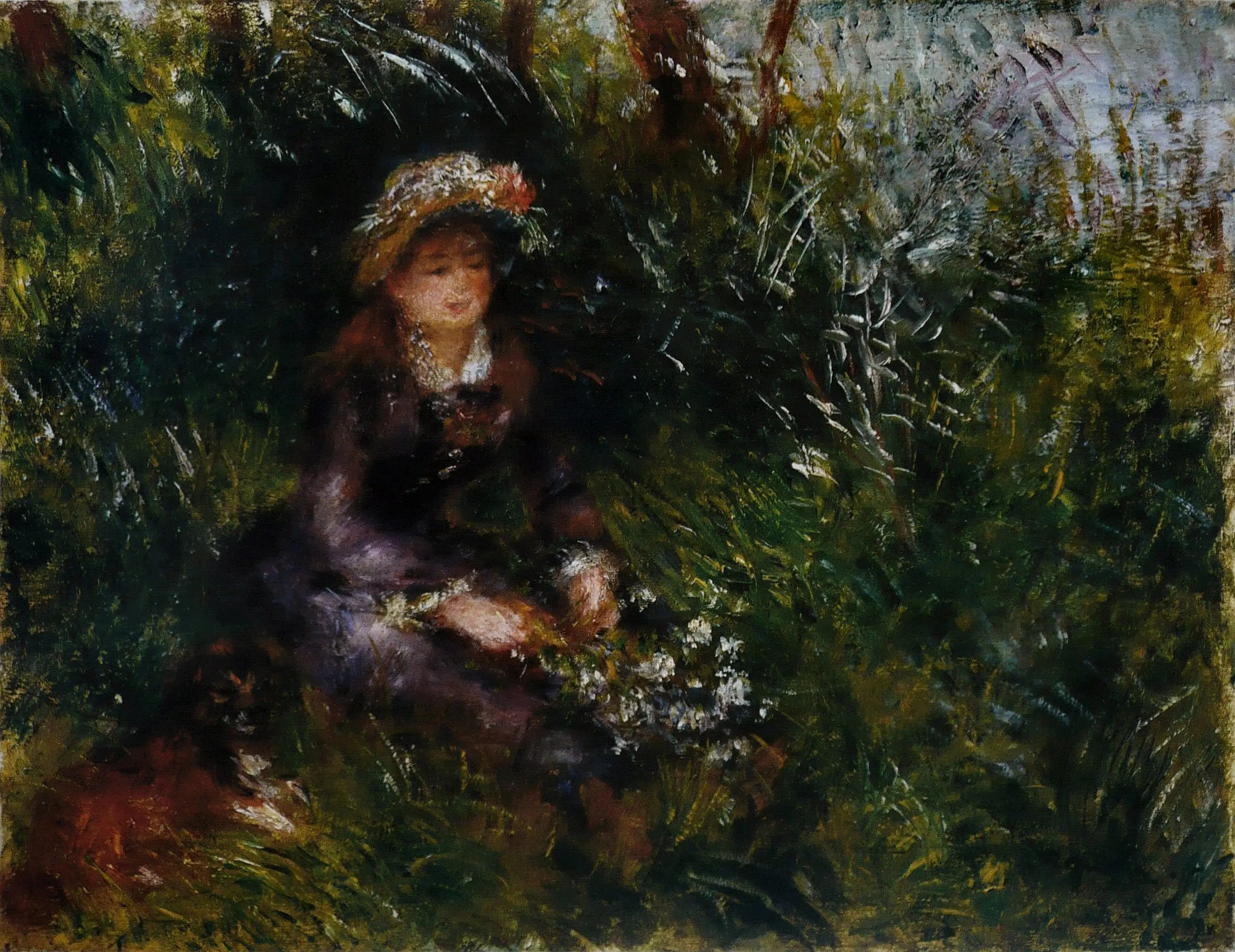 Reproduction du tableau « Madame Renoir au chien - Pierre-Auguste Renoir » par Alpha Reproduction en peinture à l’huile