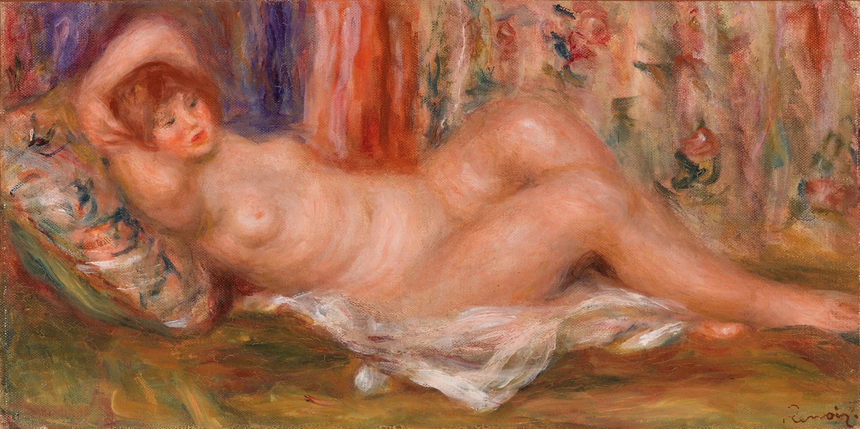 Reproduction du tableau « Femme nue couchée sur le dos - Pierre-Auguste Renoir » par Alpha Reproduction en peinture à l’huile