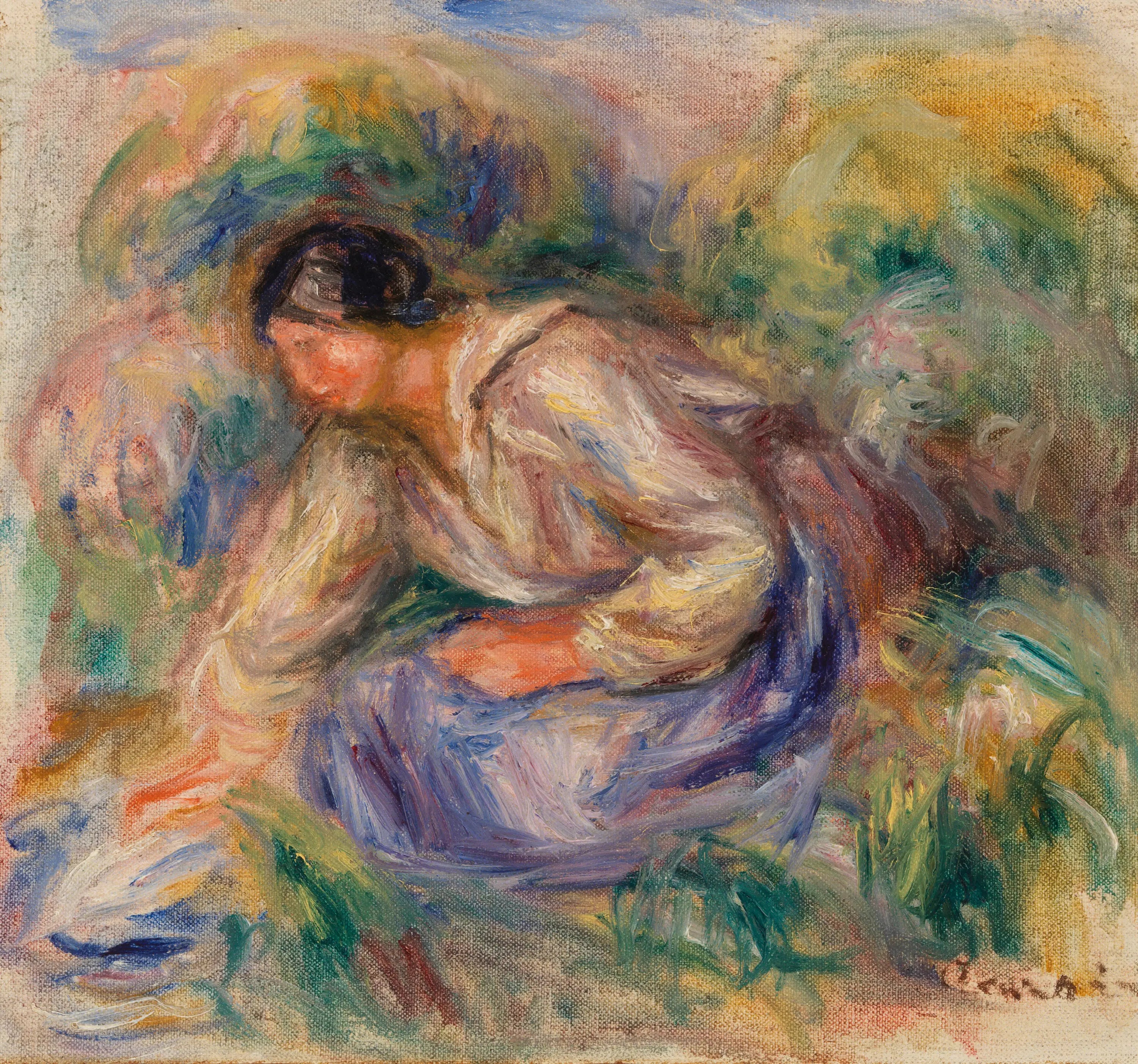 Reproduction du tableau « Femme en jupe bleue - Pierre-Auguste Renoir » par Alpha Reproduction en peinture à l’huile