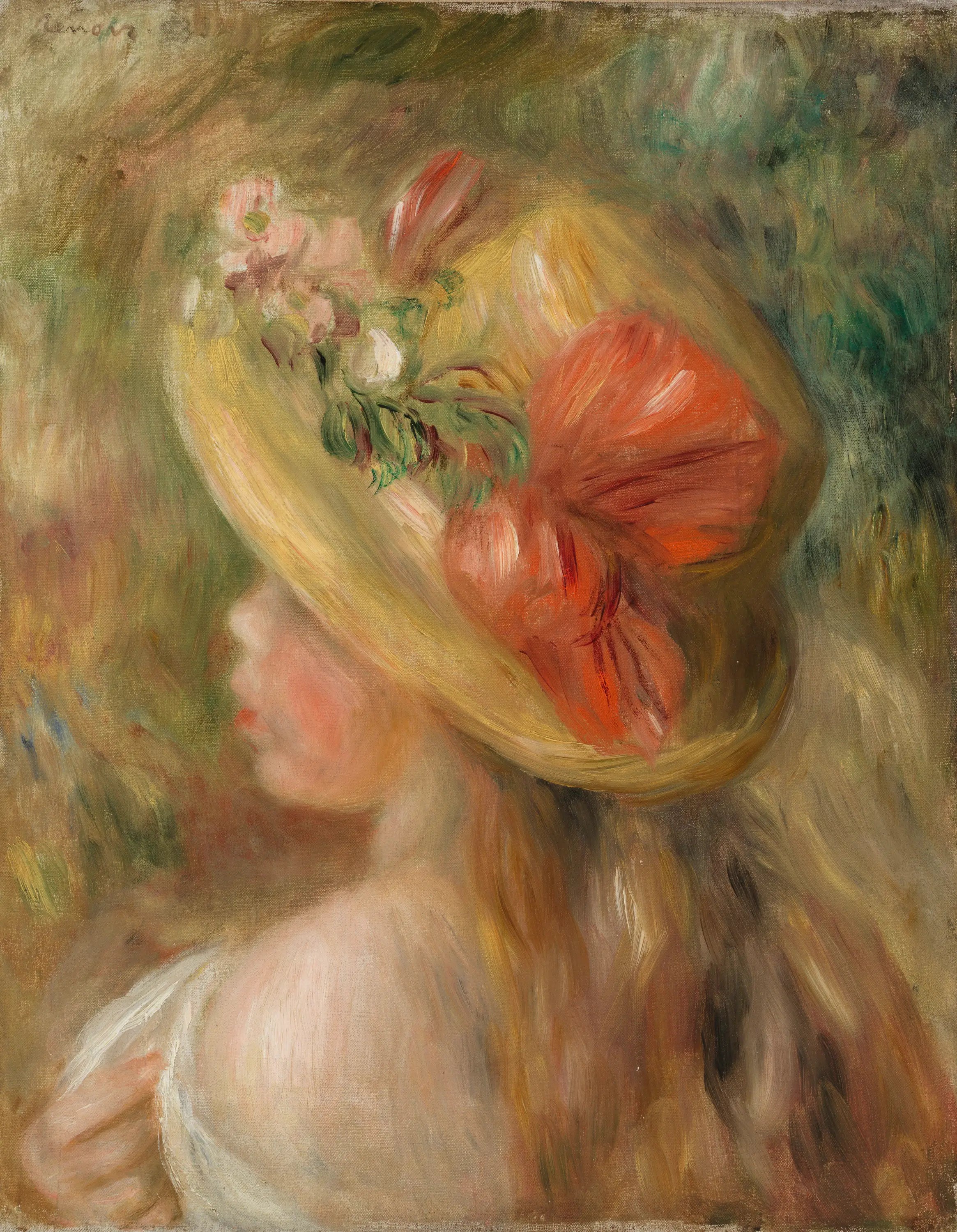 Reproduction du tableau « Jeune fille au chapeau (Jeune fille au chapeau) - Pierre-Auguste Renoir » par Alpha Reproduction en peinture à l’huile