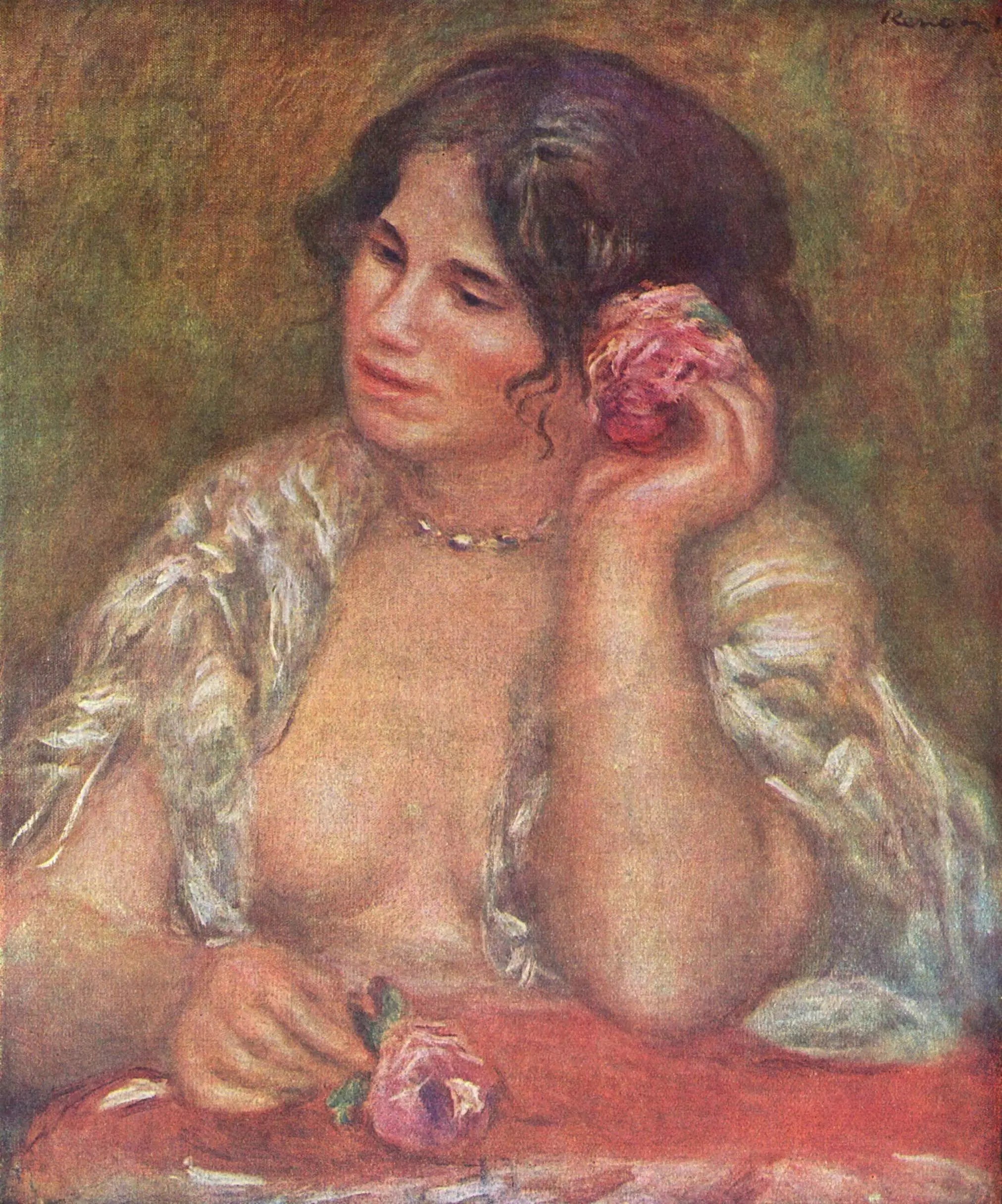 Reproduction du tableau « Gabrielle à la rose - Pierre-Auguste Renoir » par Alpha Reproduction en peinture à l’huile