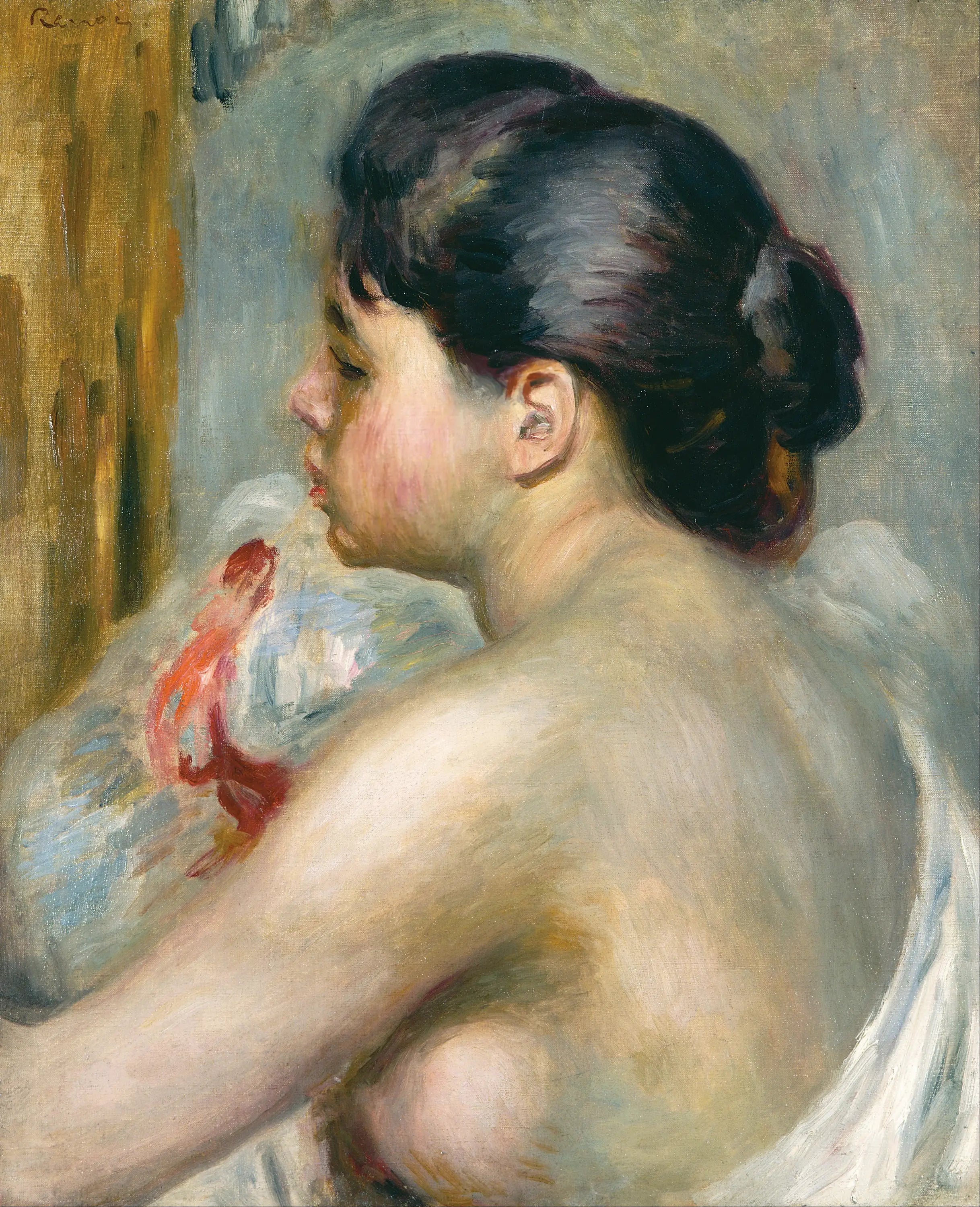 Reproduction du tableau « Femme aux cheveux noirs - Pierre-Auguste Renoir » par Alpha Reproduction en peinture à l’huile