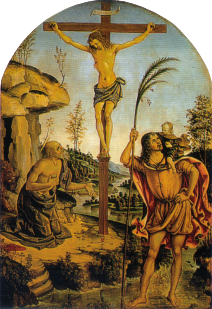 Crucifixion entre les saints Jérôme et Christophe - Pinturicchio