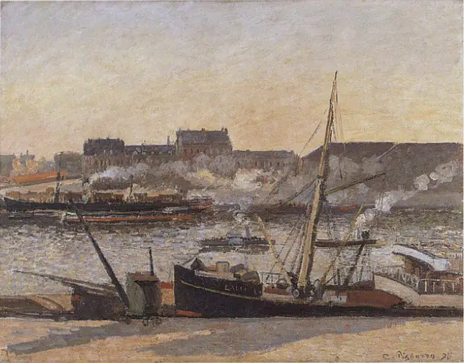 Reproduction du tableau « Quai de la Bourse, Rouen, après-midi - Camille Pissarro » par Alpha Reproduction en peinture à l’huile