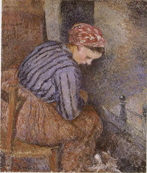 Reproduction du tableau « Paysanne se chauffant - Camille Pissarro » par Alpha Reproduction en peinture à l’huile
