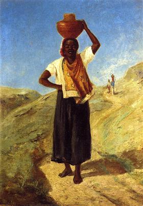 Reproduction du tableau « Femme Noire portant une cruche sur la tête - Camille Pissarro » par Alpha Reproduction en peinture à l’huile