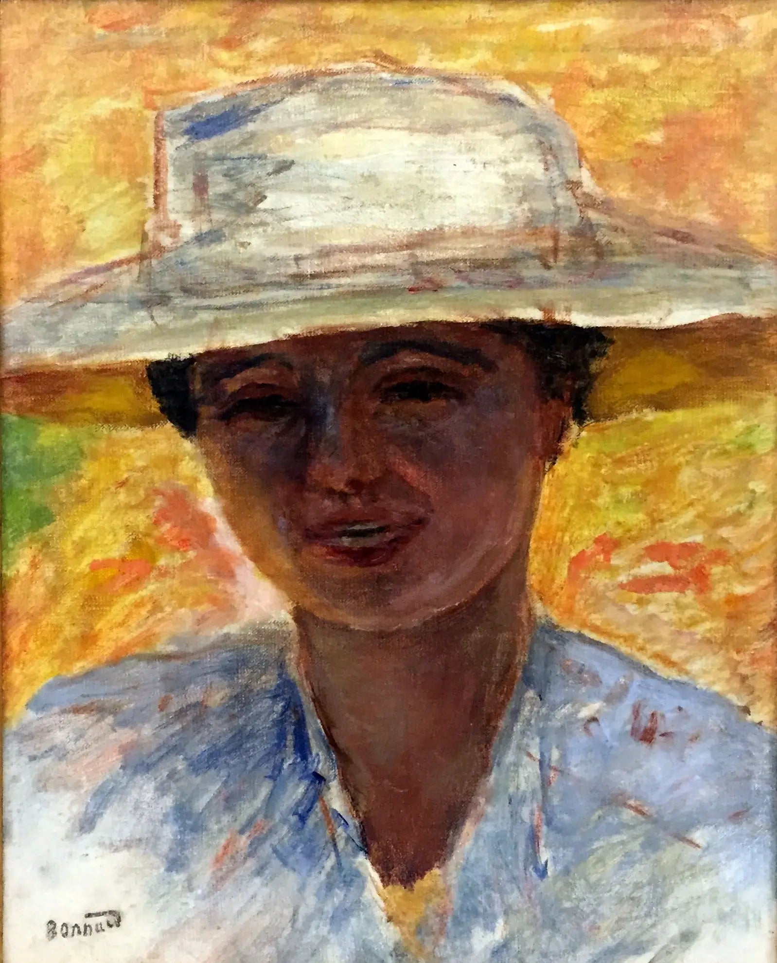 Reproduction du tableau « Portrait de femme au grand chapeau - Pierre Bonnard » par Alpha Reproduction en peinture à l’huile