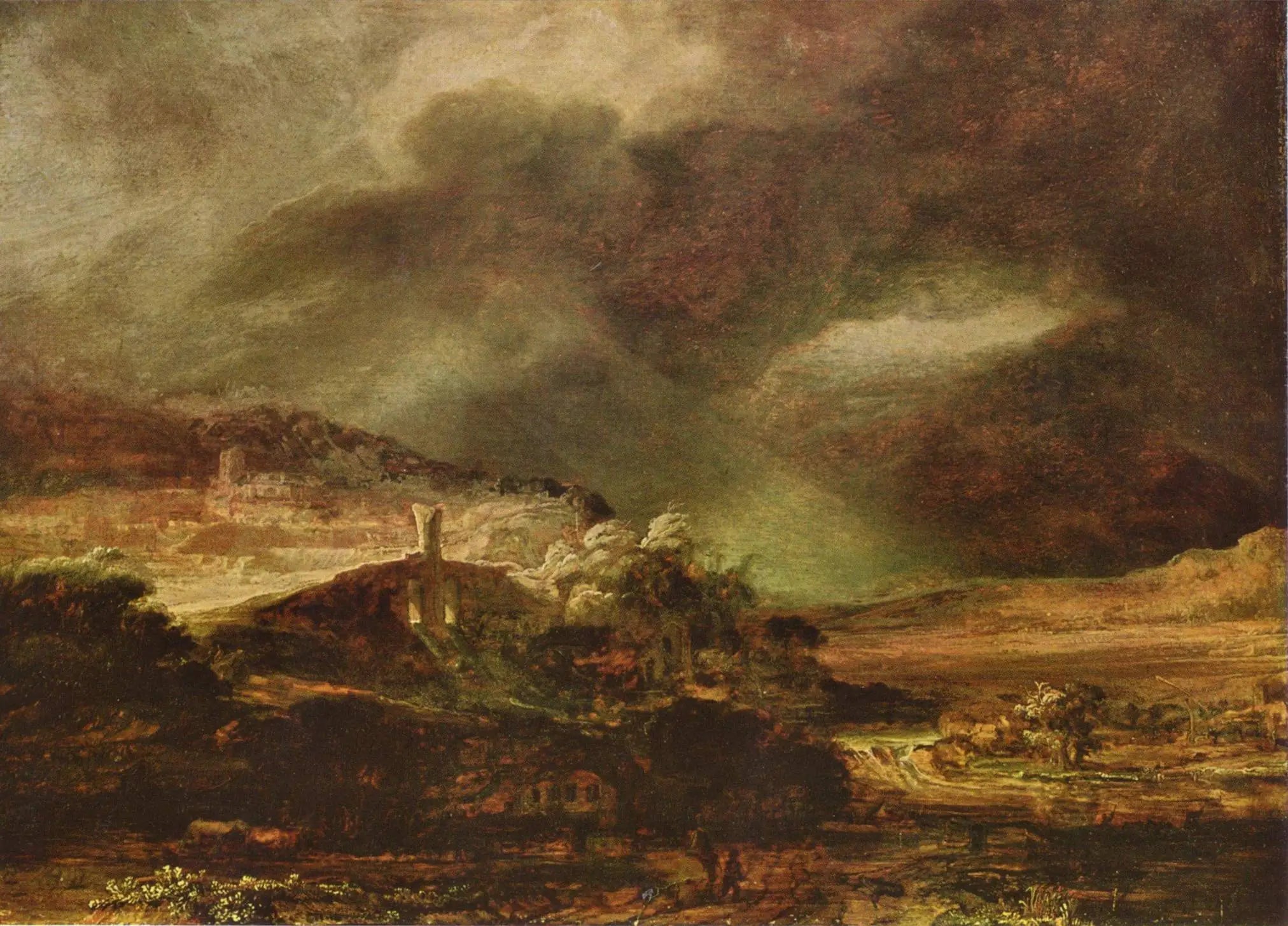Reproduction du tableau « Paysage d'orage - Rembrandt » par Alpha Reproduction en peinture à l’huile