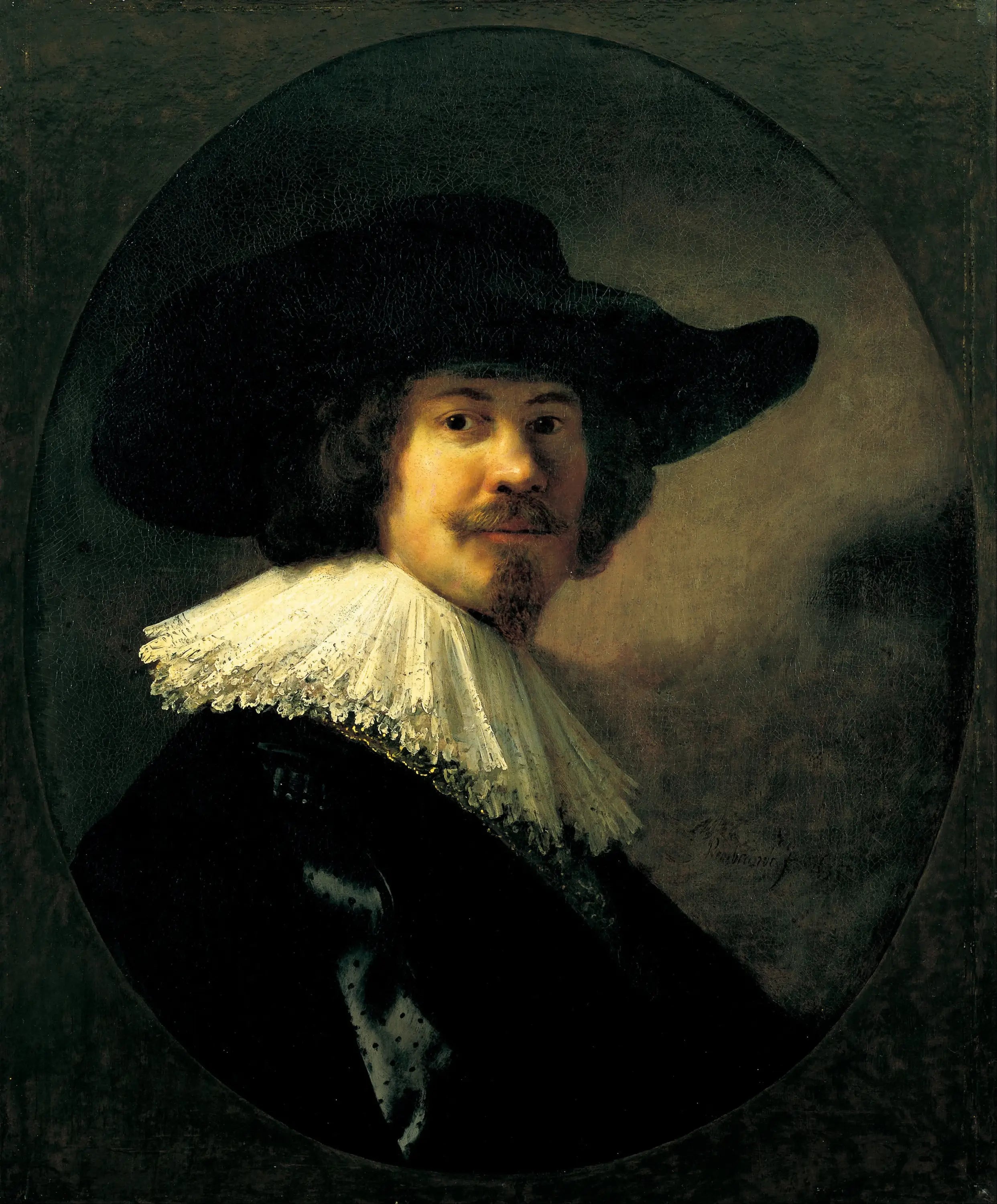 Reproduction du tableau « Portrait d'un homme au chapeau à larges bords - Rembrandt » par Alpha Reproduction en peinture à l’huile