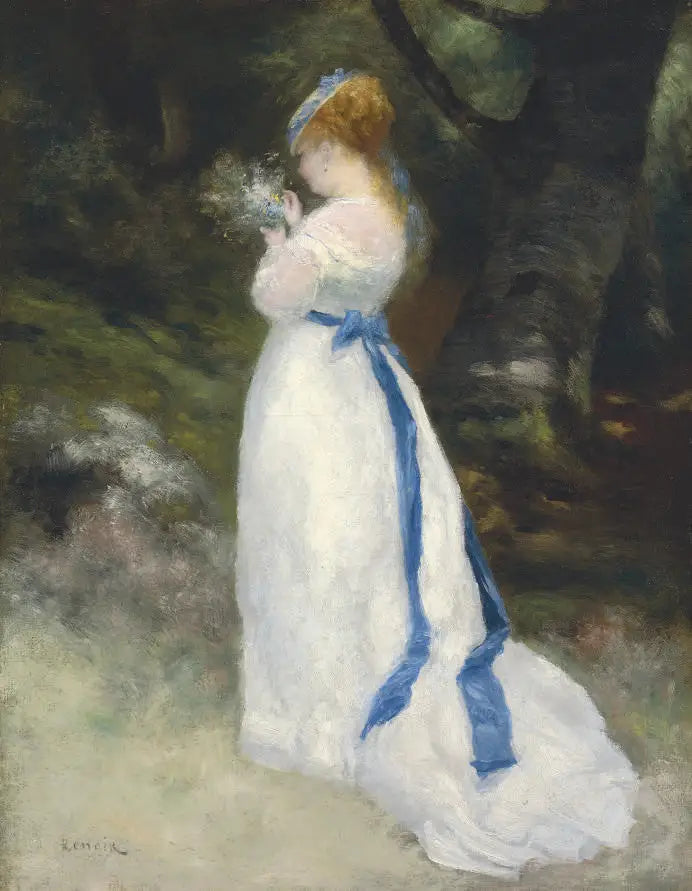 Reproduction du tableau « Lise tenant un bouquet de fleurs sauvages - Pierre-Auguste Renoir » par Alpha Reproduction en peinture à l’huile