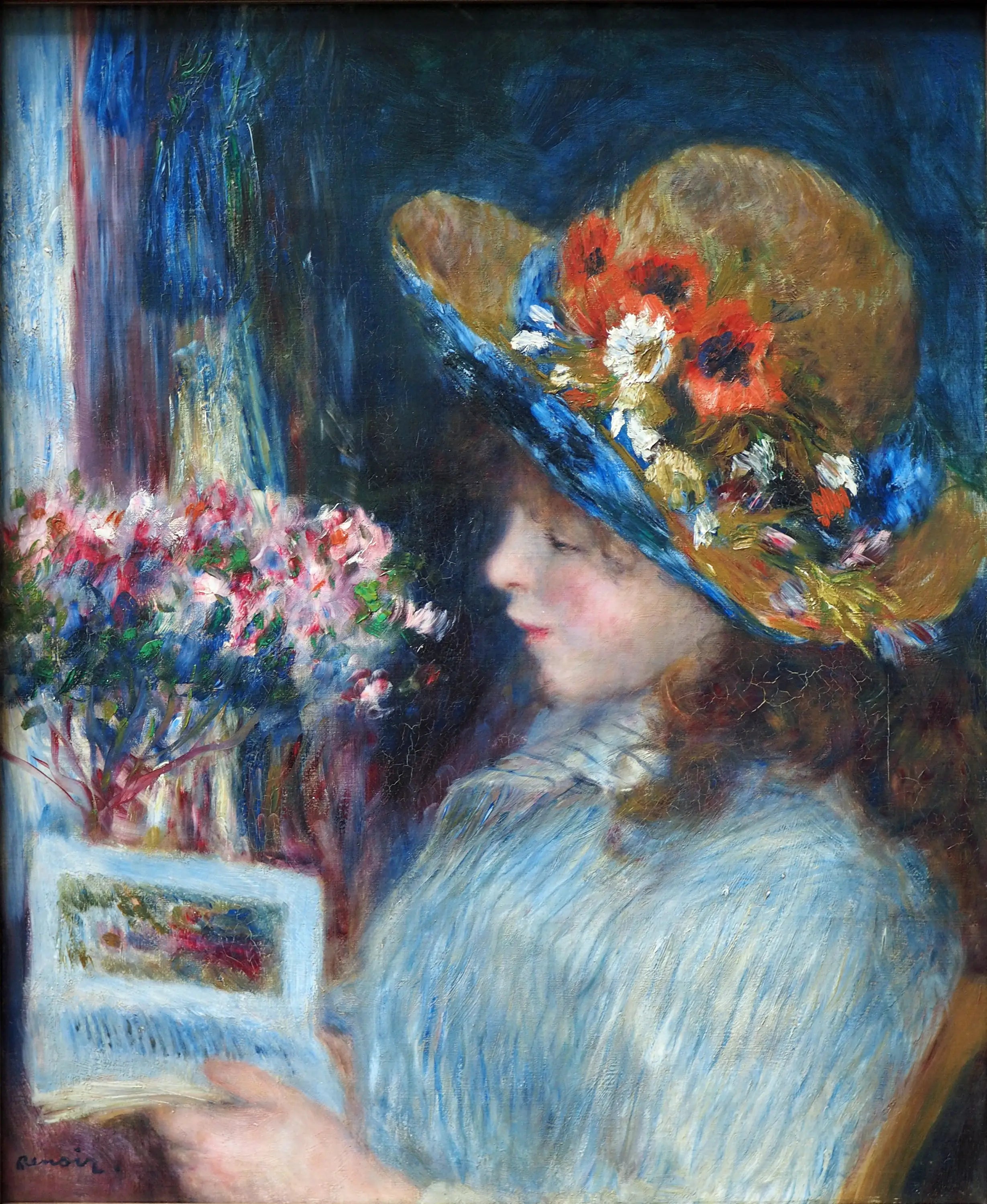 Reproduction du tableau « Jeune Fille lisant - Pierre-Auguste Renoir » par Alpha Reproduction en peinture à l’huile
