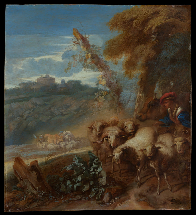 Paysage romain avec un berger et ses moutons - Giovanni Benedetto Castiglione