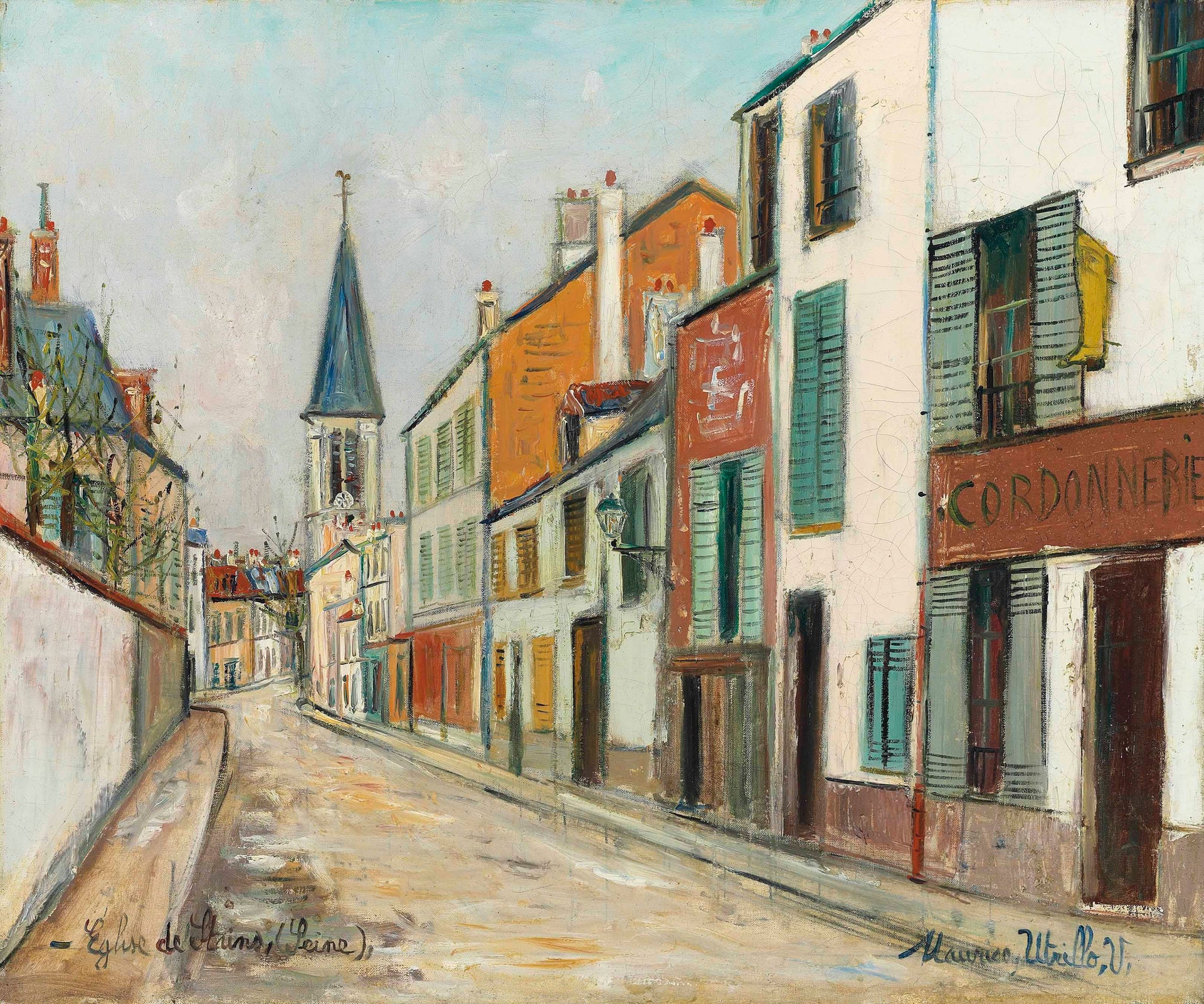 Rue Jean Durand et l'église, Stains - Maurice Utrillo