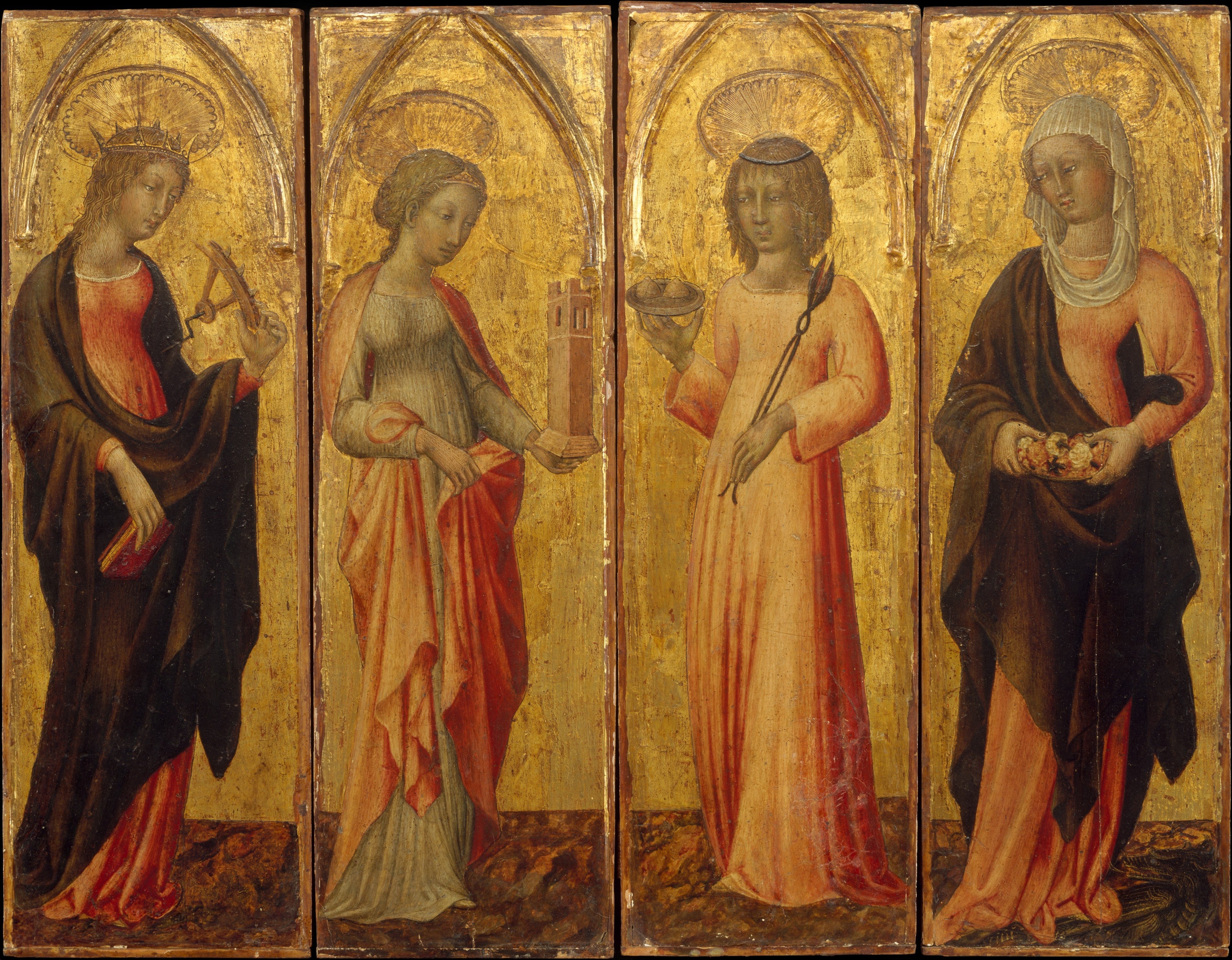 Saintes Catherine d'Alexandrie, Barbe, Agathe et Marguerite - Giovanni di Paolo