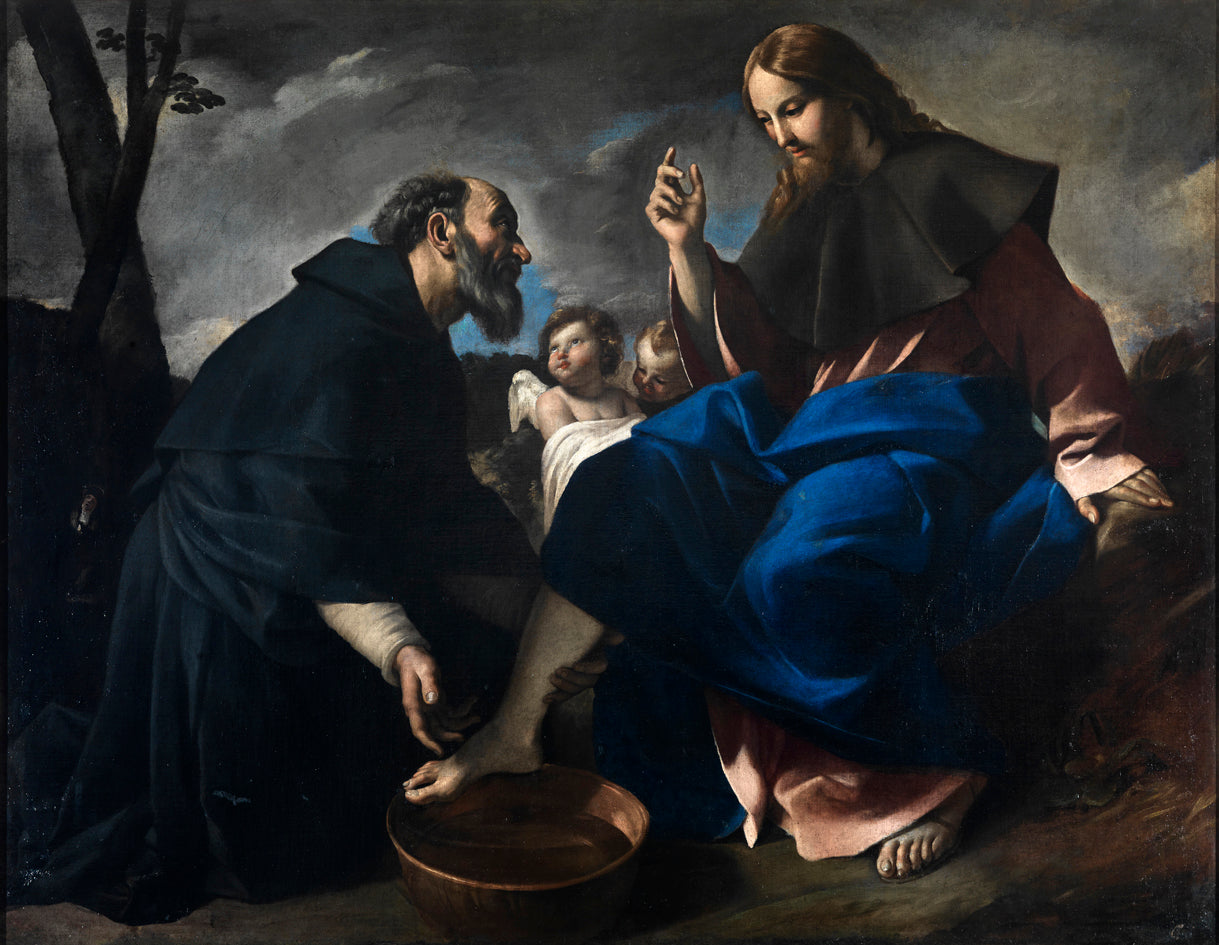 Saint Augustin lavant les pieds du Christ - Giovanni Lanfranco