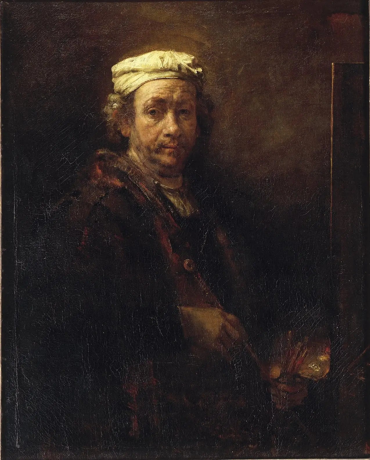 Reproduction du tableau « Autoportrait au chevalet - Rembrandt » par Alpha Reproduction en peinture à l’huile