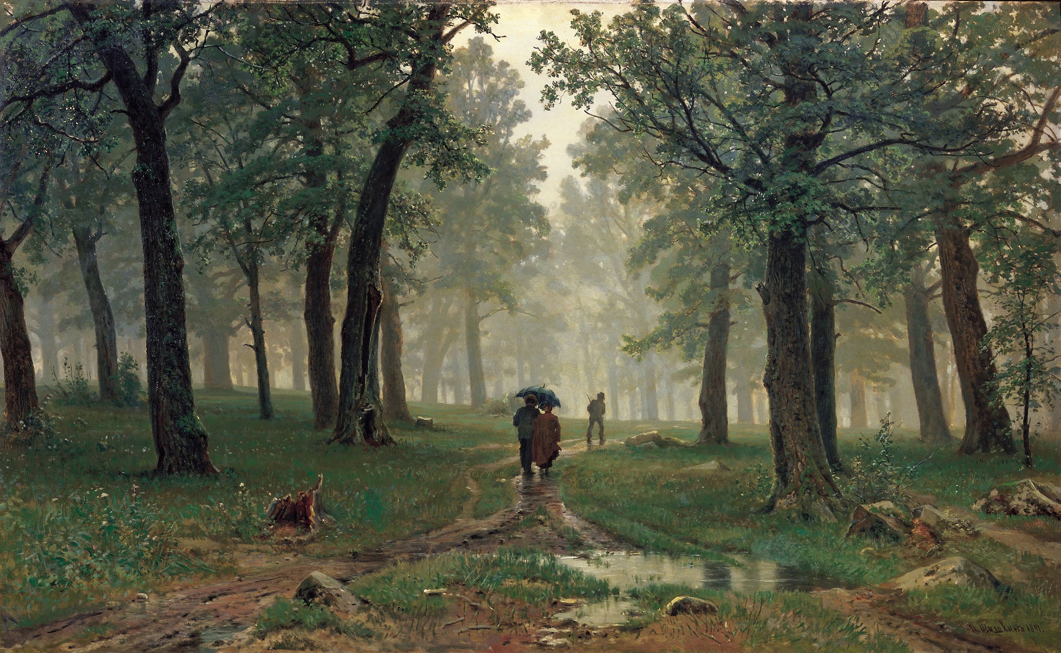 Pluie dans la forêt de chênes - Ivan Chichkine