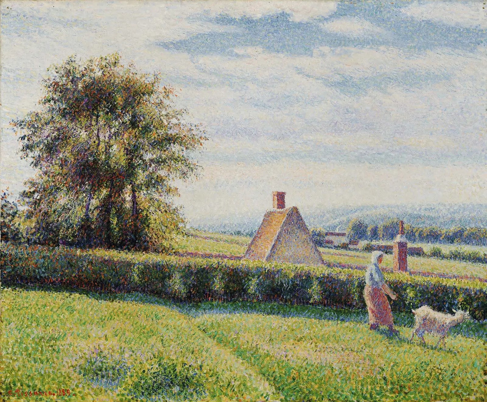 Reproduction du tableau « Femme et chèvre à Éragny - Camille Pissarro » par Alpha Reproduction en peinture à l’huile