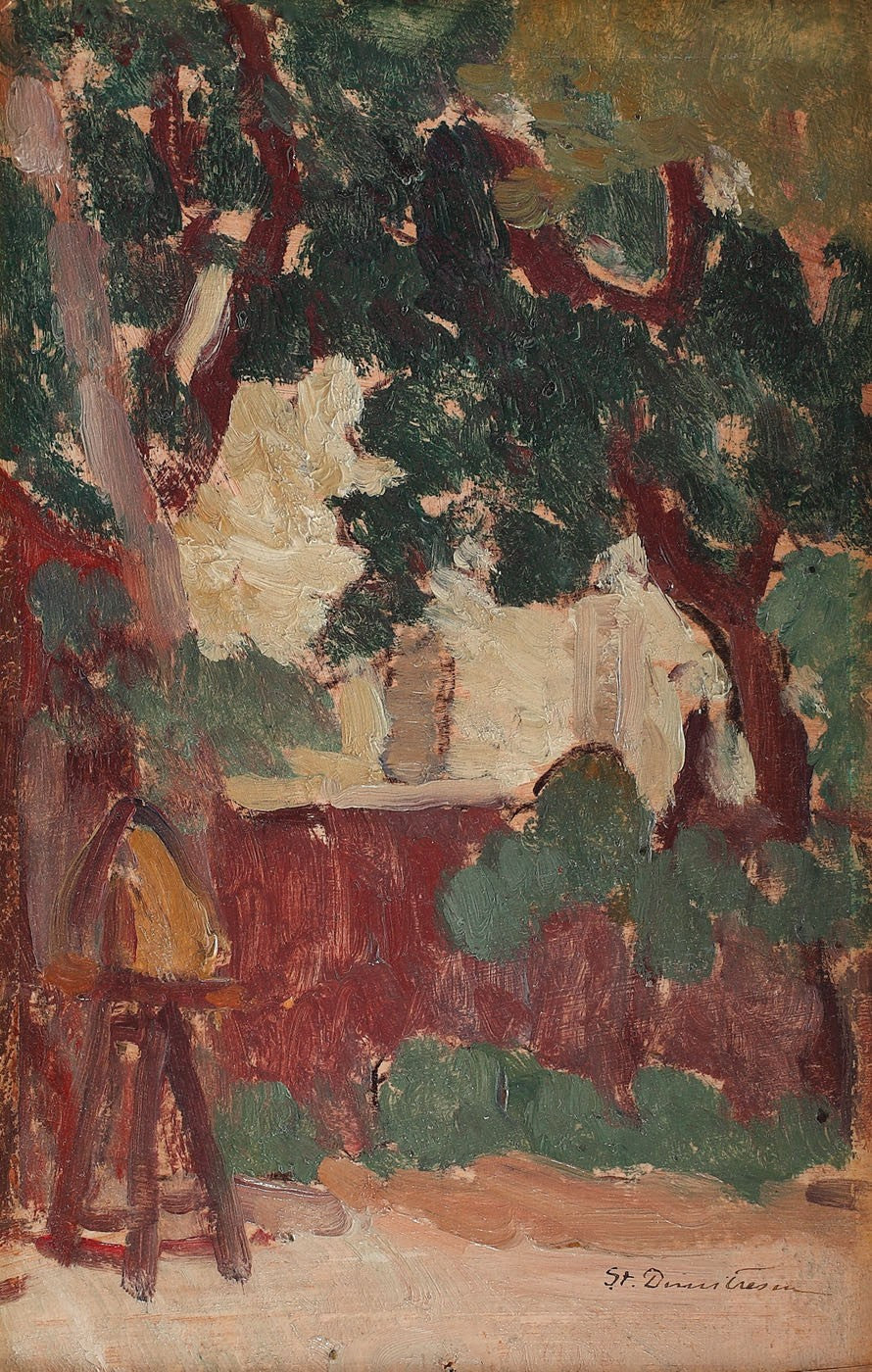 Au chevalet, Ștefan Dimitrescu, 1933, peinture à l’huile