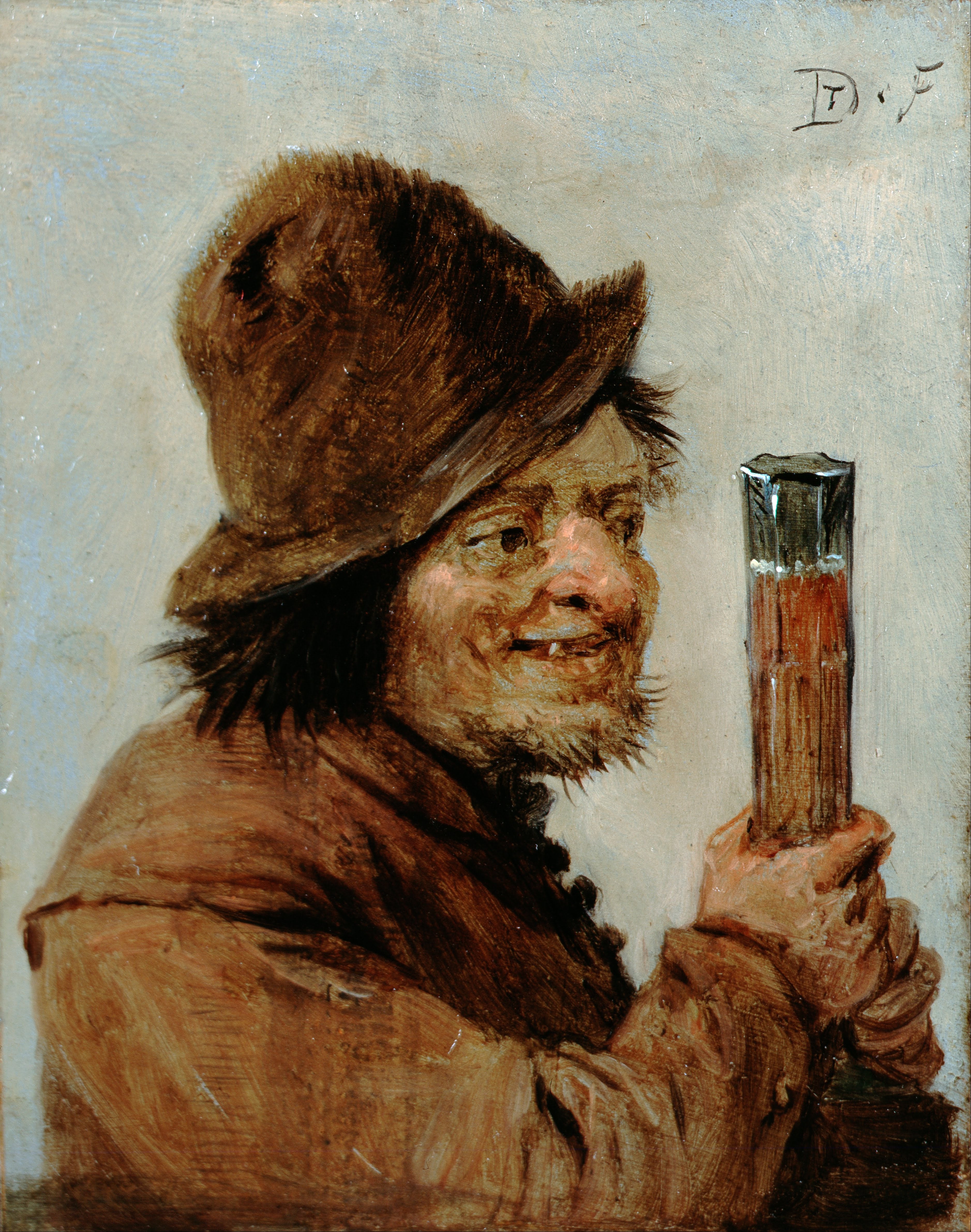 Un paysan tenant un verre - David Teniers le Jeune
