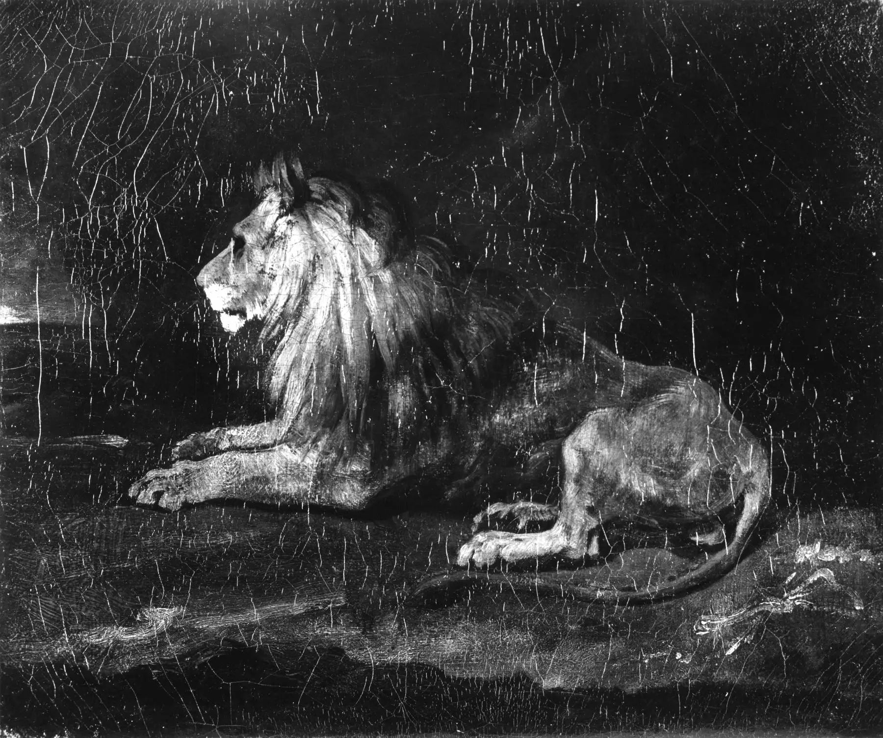 Reproduction du tableau « Lion au repos - Théodore Géricault » par Alpha Reproduction en peinture à l’huile