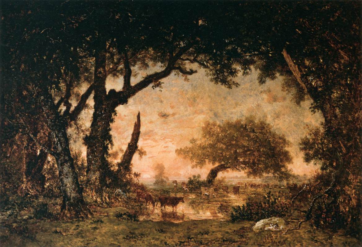 Sortie de forêt à Fontainebleau, soleil couchant - Théodore Rousseau