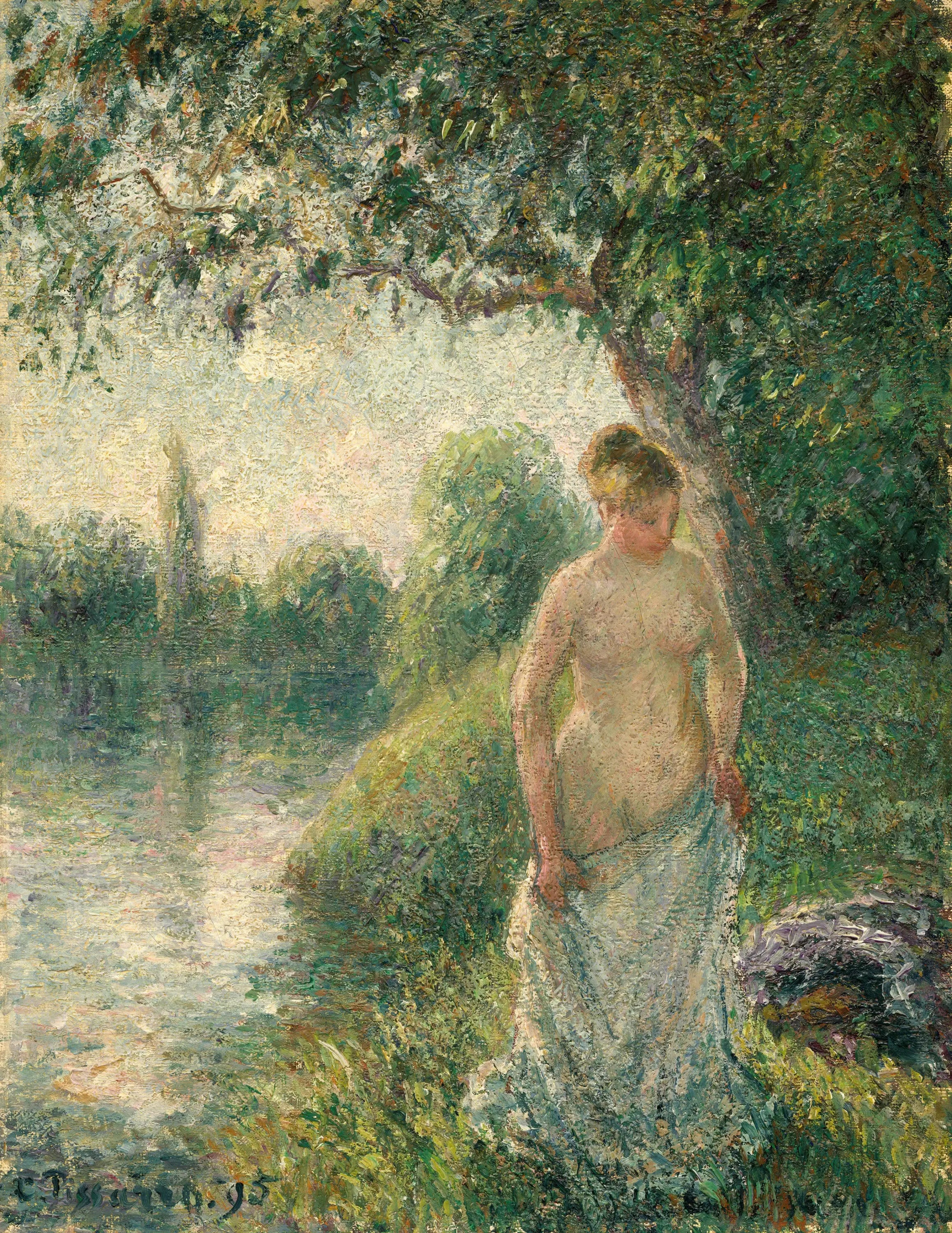 Reproduction du tableau « Jeune paysanne nue debout - Camille Pissarro » par Alpha Reproduction en peinture à l’huile