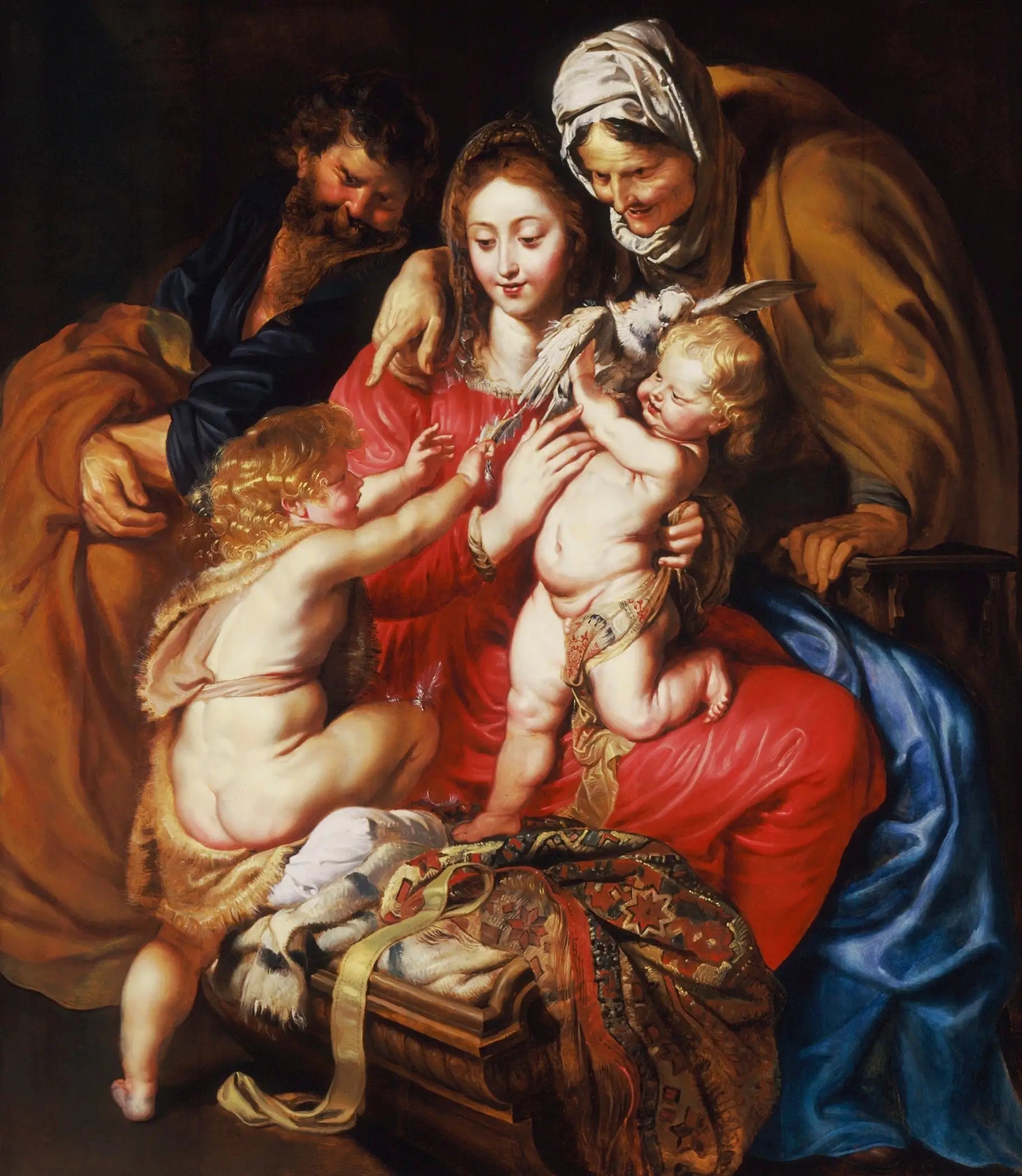 La Sainte Famille avec sainte Élisabeth saint Jean et une colombe - Peter Paul Rubens - Alpha Reproduction
