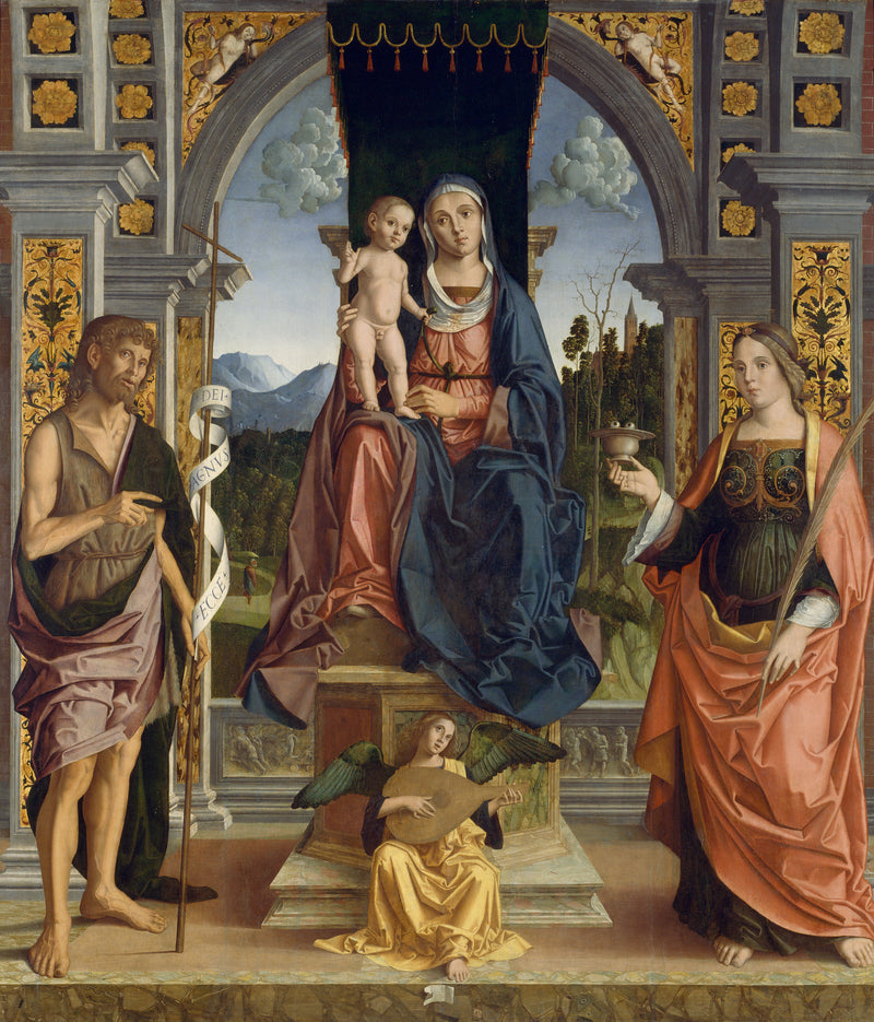 La Vierge à l'Enfant en majesté, avec saint Jean-Baptiste et sainte Lucie - Marco Palmezzano