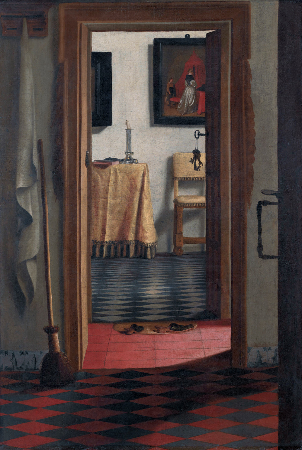 Intérieur hollandais , dit « Les Pantoufles » - Samuel van Hoogstraten image 1 reproduction de peinture à l’huile