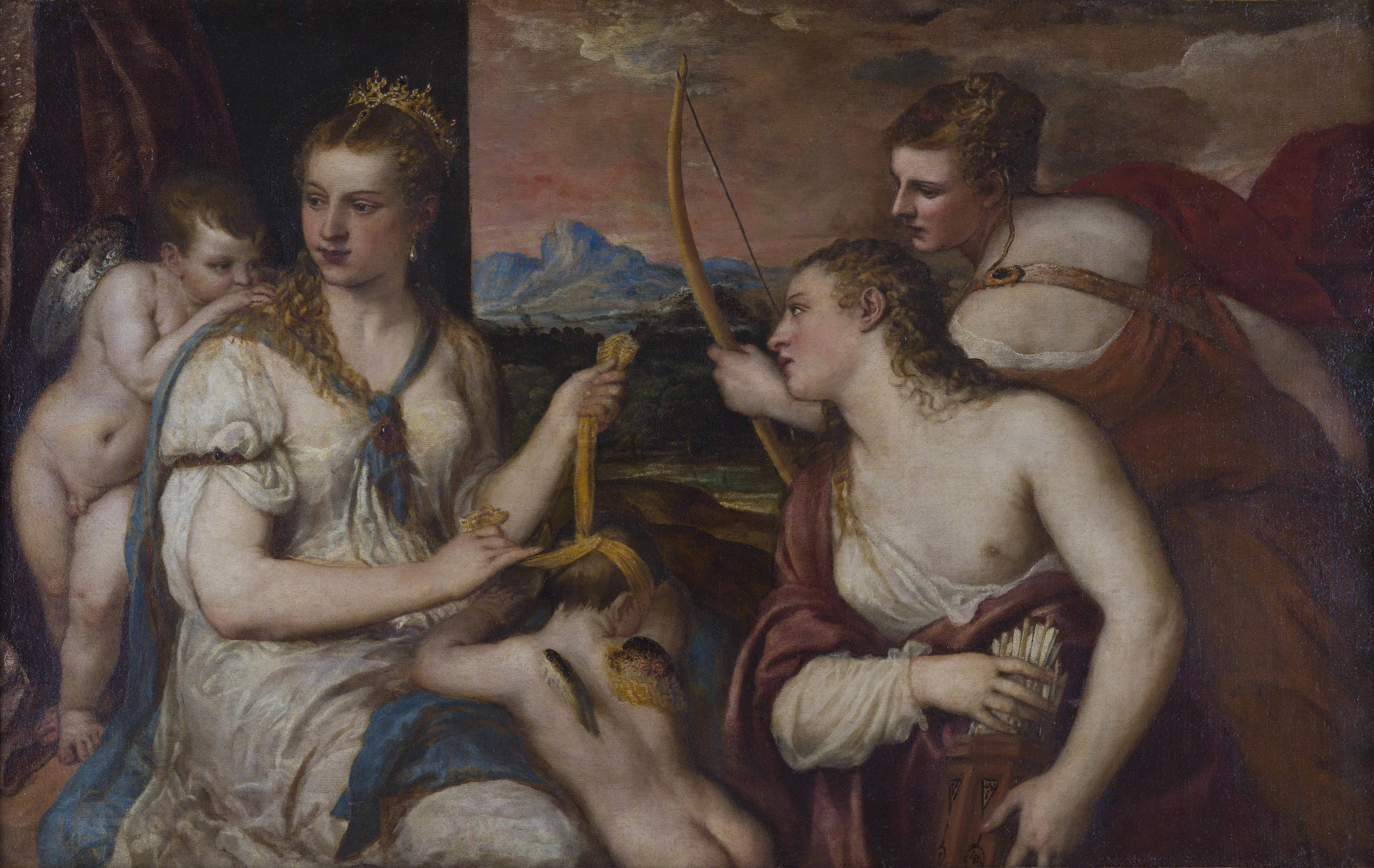 Vénus bandant les yeux de Cupidon - Titian