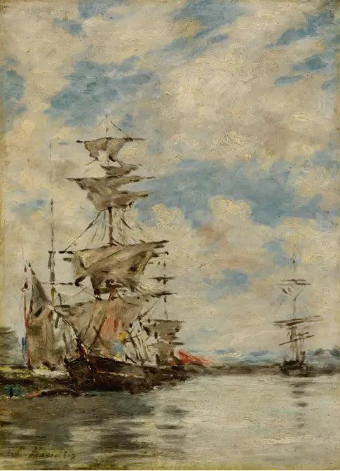 Reproduction du tableau « Voiliers dans le port - Eugène Boudin » par Alpha Reproduction en peinture à l’huile