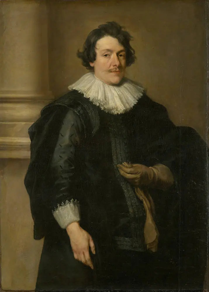Portrait d’un homme en noir devant une colonne - Antoine van Dyck - Alpha Reproduction