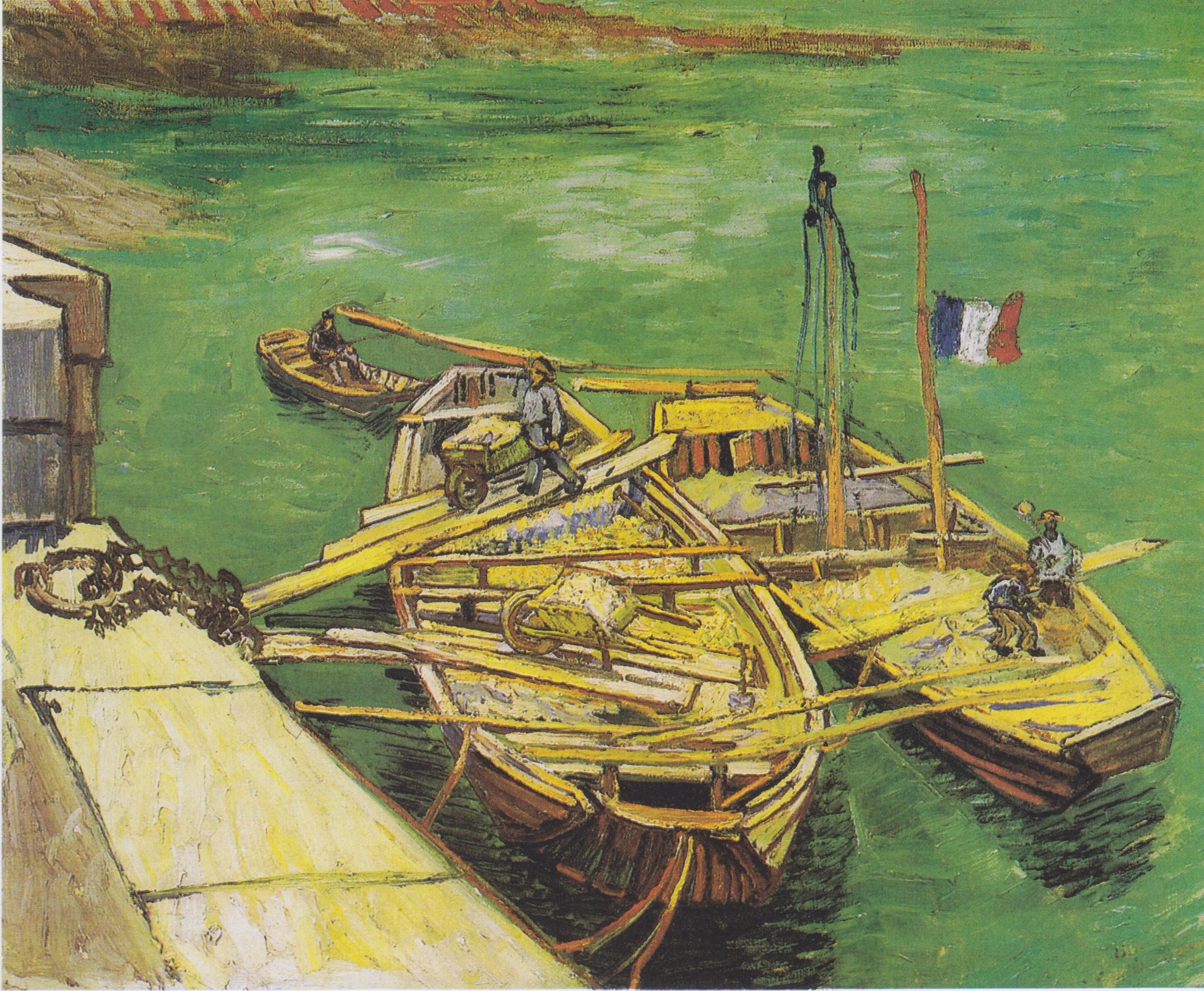 Reproduction du tableau « Les Bateaux amarrés - Vincent van Gogh » par Alpha Reproduction en peinture à l’huile