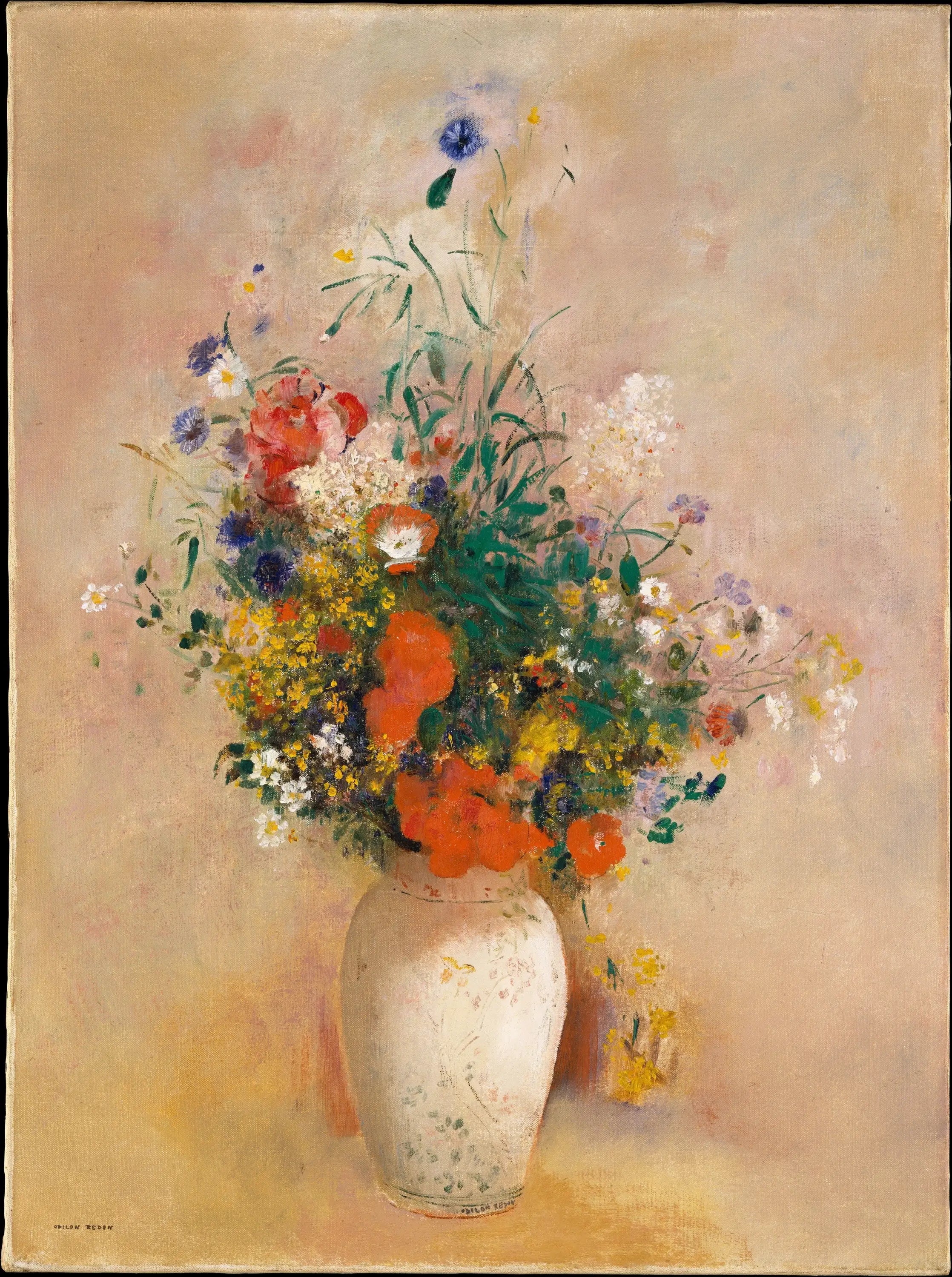 Vase de fleurs (fond rose) - Odilon Redon - Alpha Reproduction