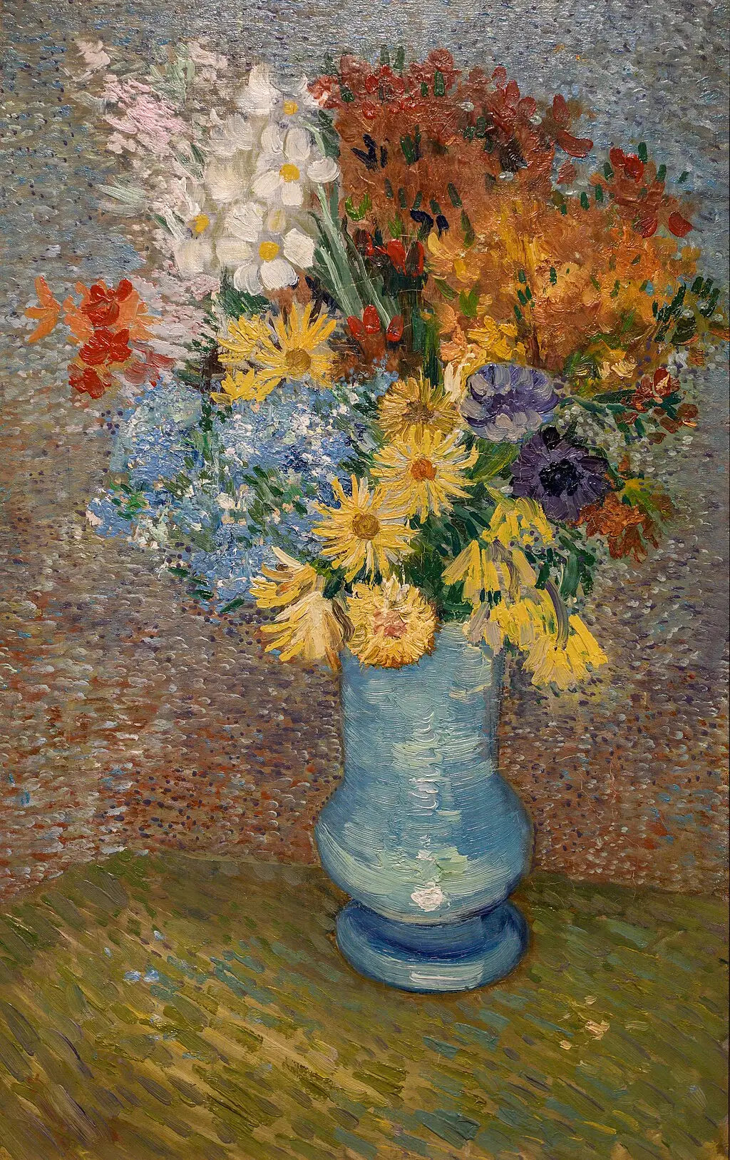 Reproduction du tableau « Vase avec marguerites et anémones - Vincent van Gogh » par Alpha Reproduction en peinture à l’huile