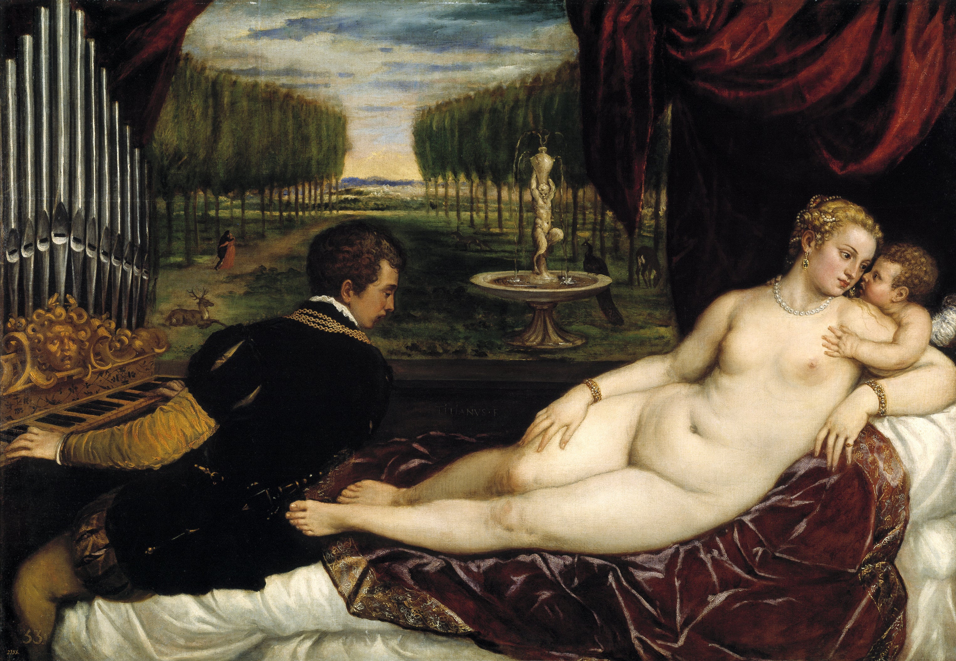 Vénus avec un organiste et Cupidon - Titian