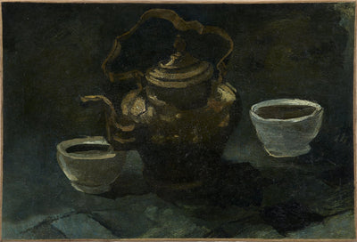 נוף דומם, קומקום נחושת ושני קערות לבנות - Vincent van Gogh